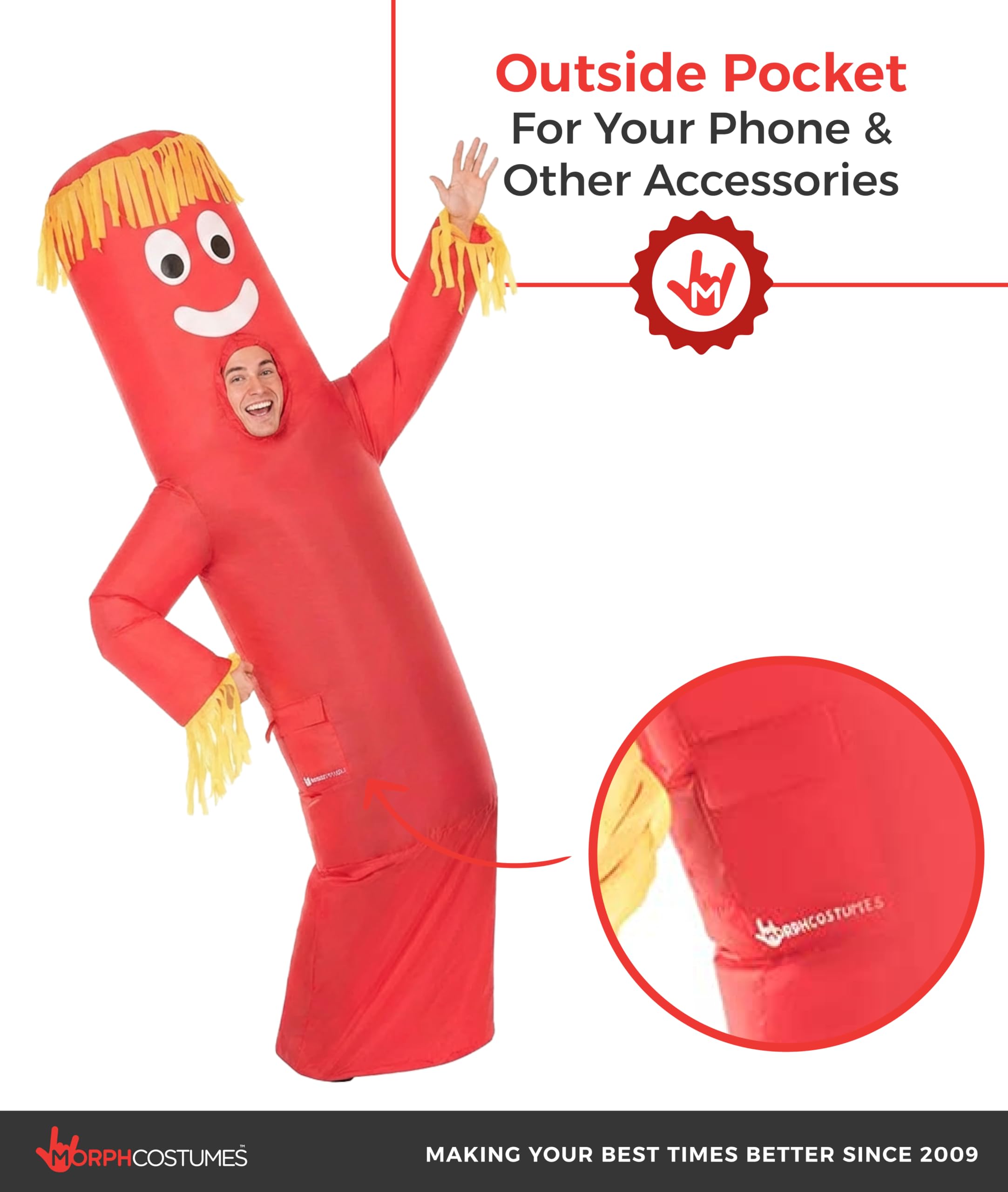 Morph Inflatable Tube Man Costume Adult, Wacky Inflatable Tube Man Costume, Halloween Costumes for Men - Image 2