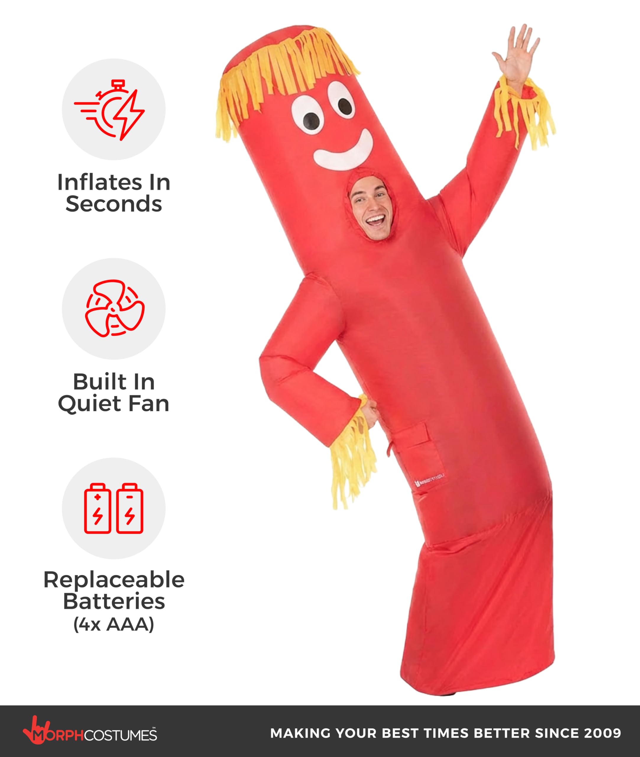 Morph Inflatable Tube Man Costume Adult, Wacky Inflatable Tube Man Costume, Halloween Costumes for Men - Image 3