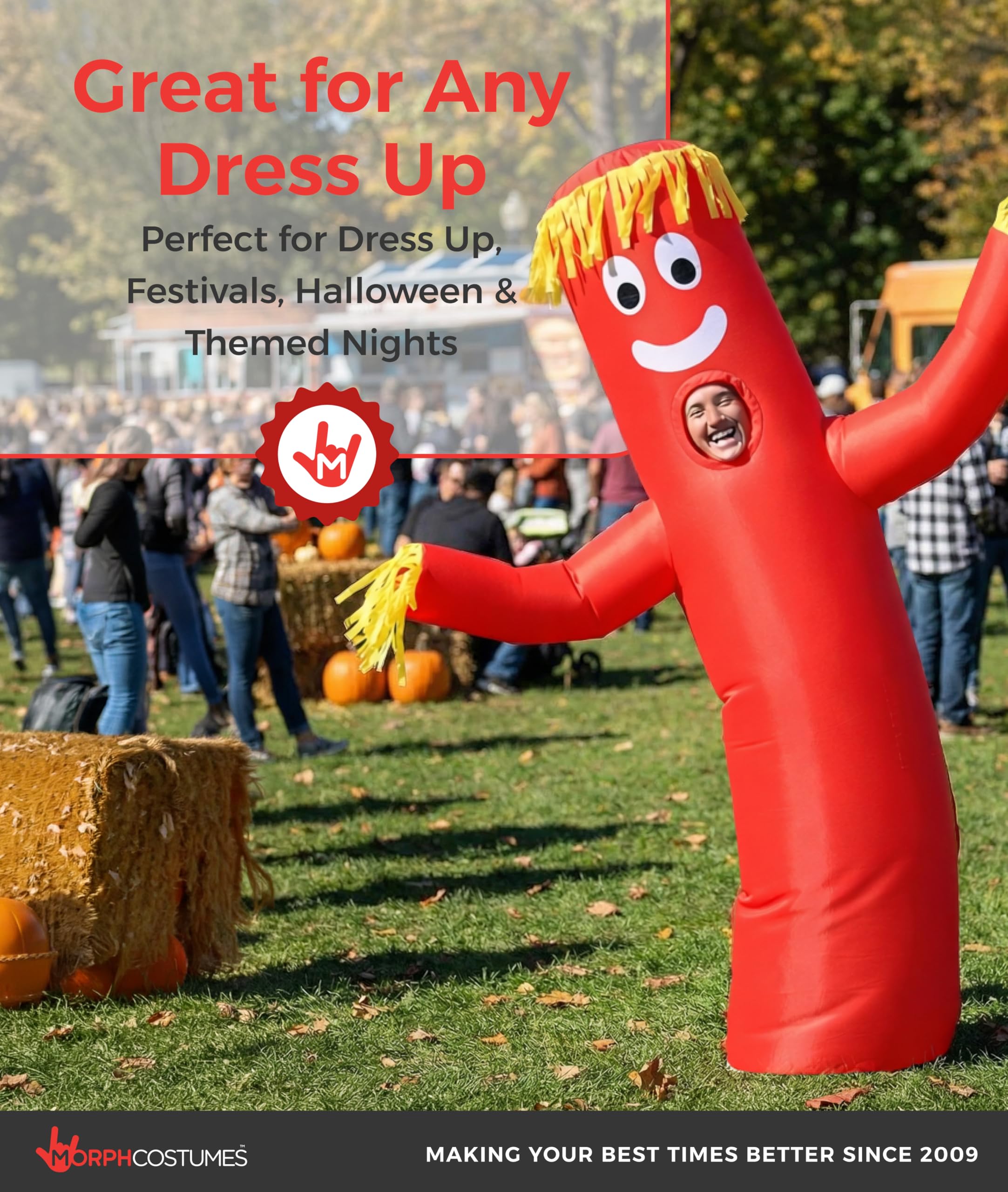 Morph Inflatable Tube Man Costume Adult, Wacky Inflatable Tube Man Costume, Halloween Costumes for Men - Image 6