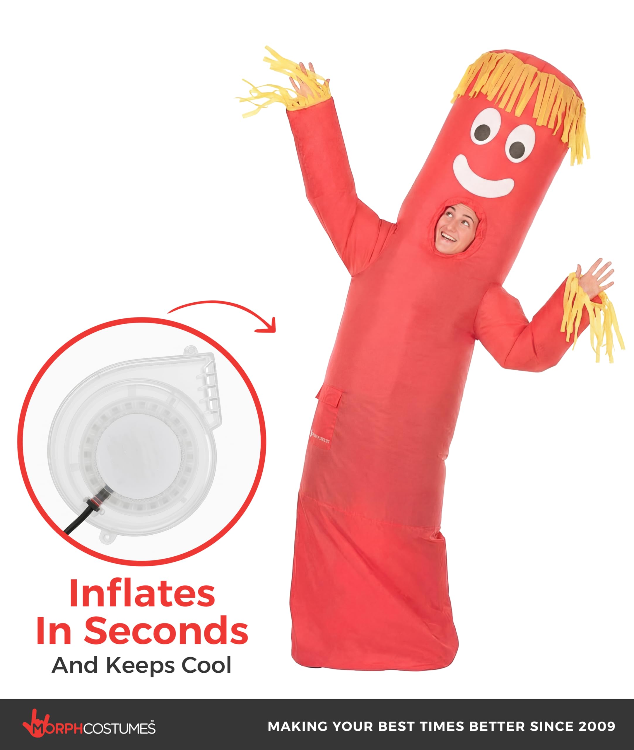 Morph Inflatable Tube Man Costume Adult, Wacky Inflatable Tube Man Costume, Halloween Costumes for Men - Image 7