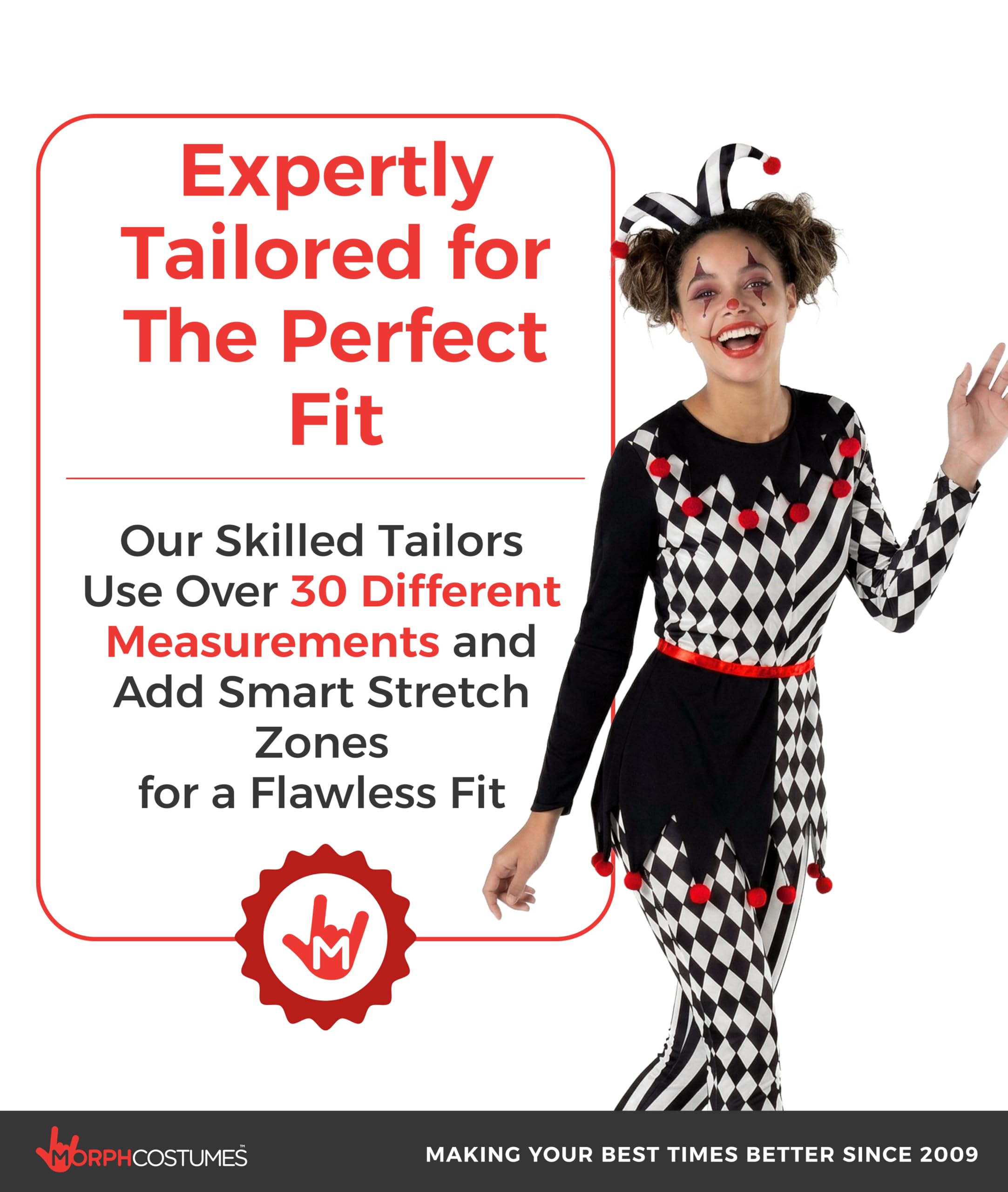 Morph Jester Costume Women, Circus Costume Woman, Jester Costumes Womens Clown Outfits, Halloween Costumes for Women Adult - Image 4