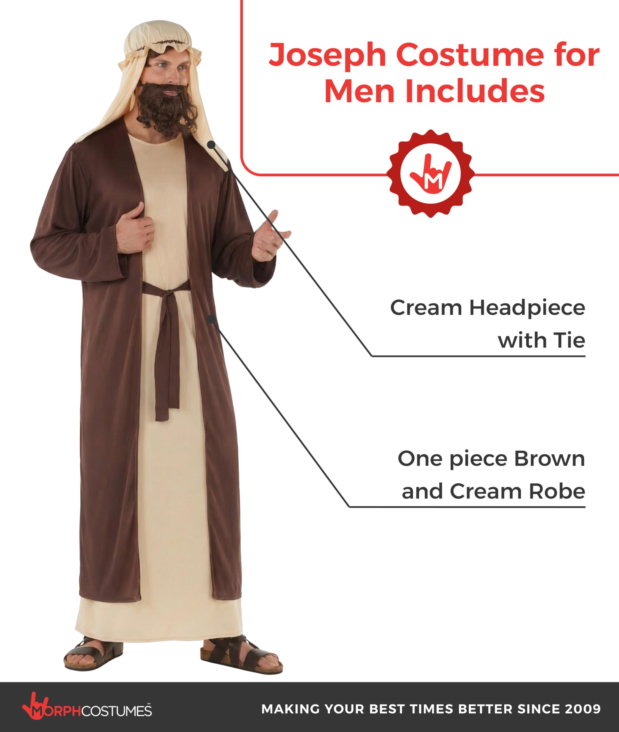 Morph Joseph Costume Adult, Jesus Costume, Shepherd Costumes, Wise Man Outfit, Wiseman Outfit,Nativity Costumes For Adults - Image 2