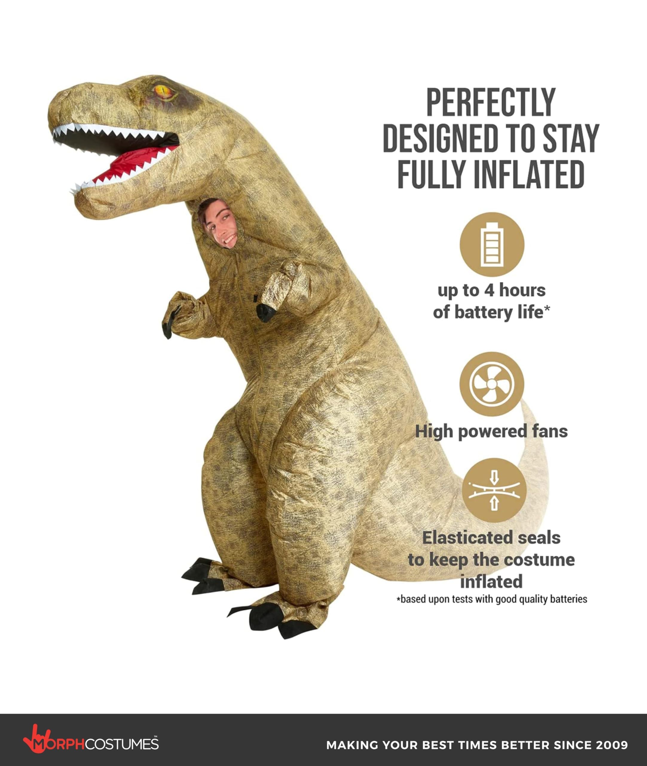 Morph Jurassic Inflatable Dinosaur T-Rex Fancy Dress Costume Unisex - One size fits most - Image 2