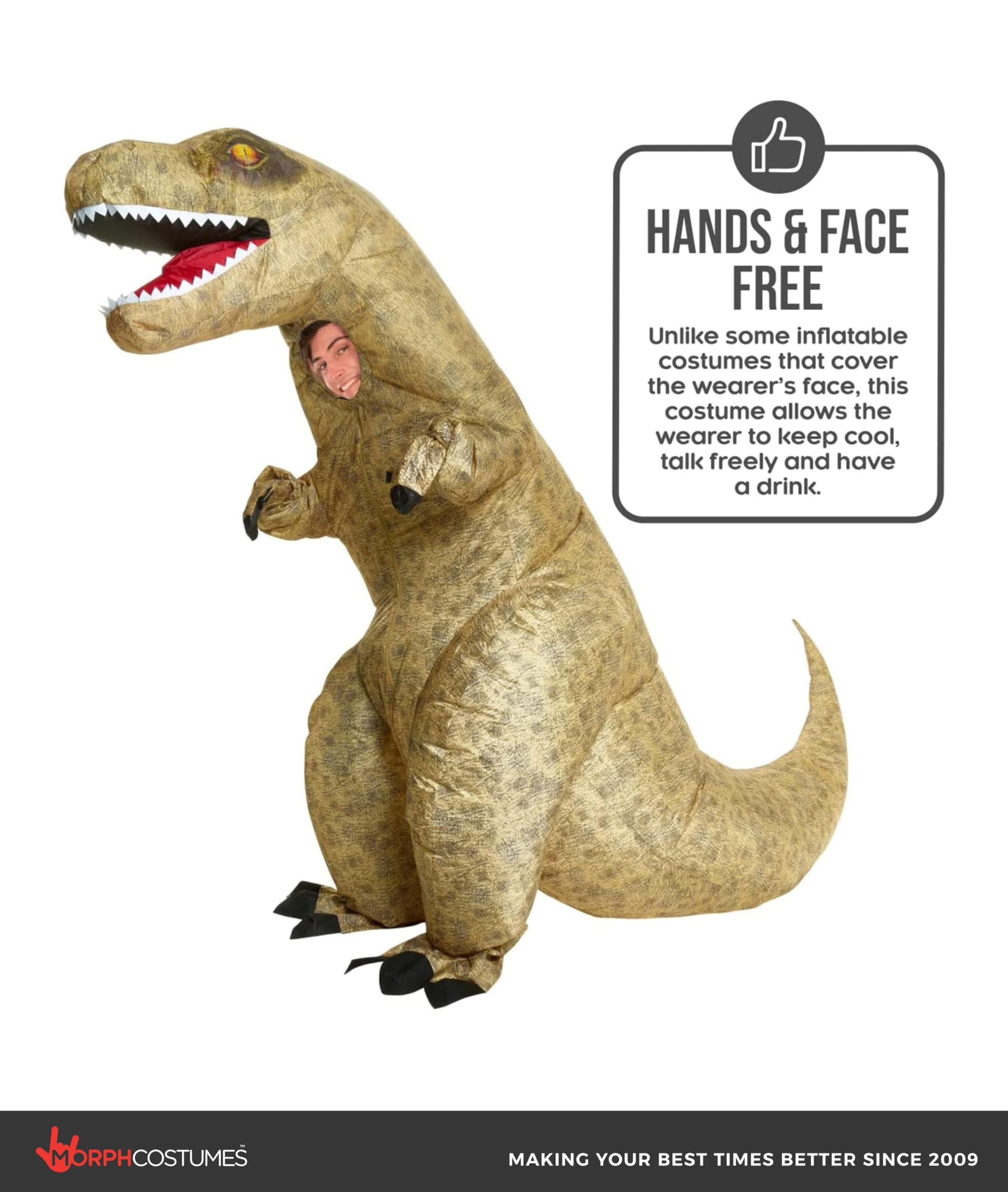 Morph Jurassic Inflatable Dinosaur T-Rex Fancy Dress Costume Unisex - One size fits most - Image 3