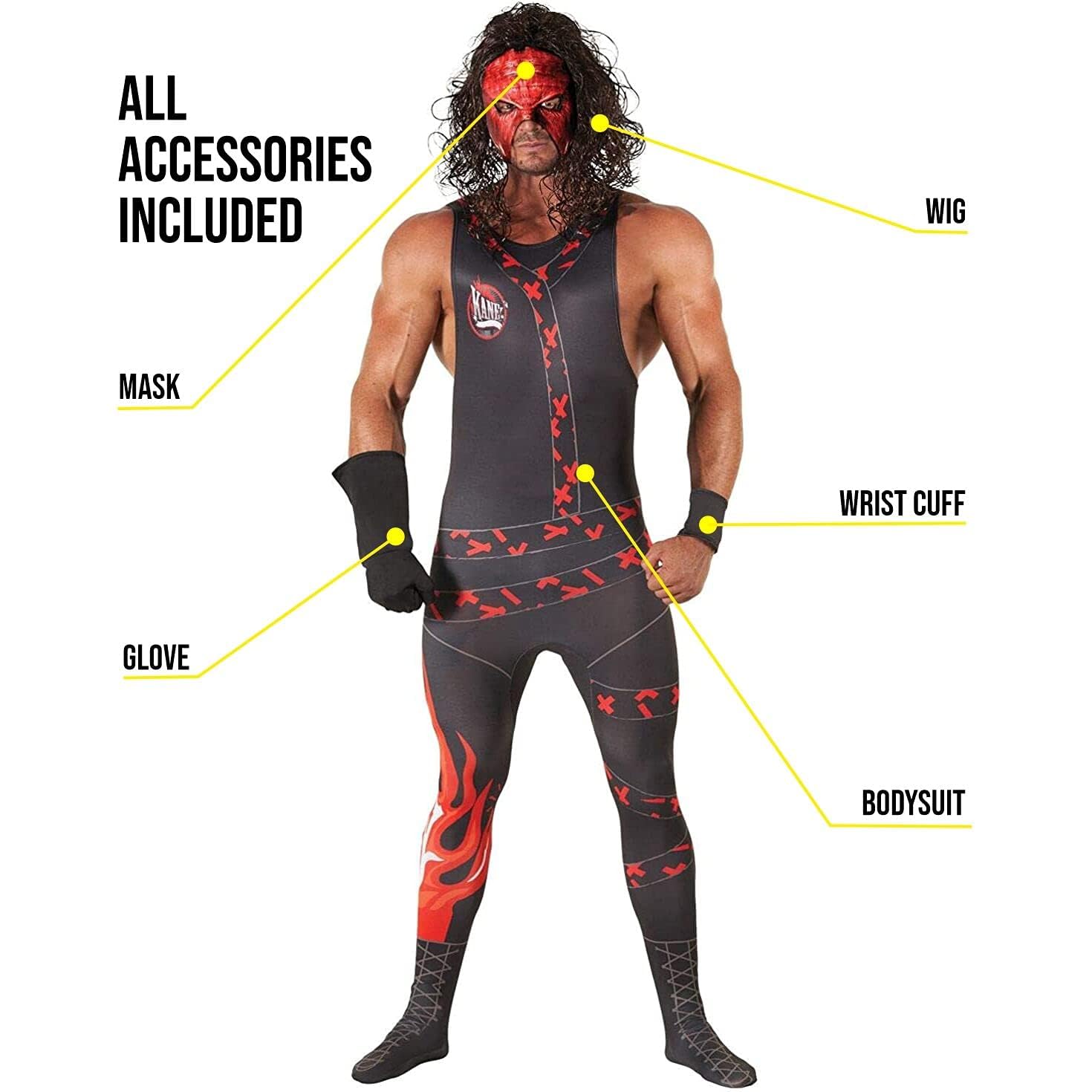 Morph Kane Costume for Men, Kane Costume for Men WWE, WWE Costumes for Adults, Wrestler Costumes for Mens - Image 2
