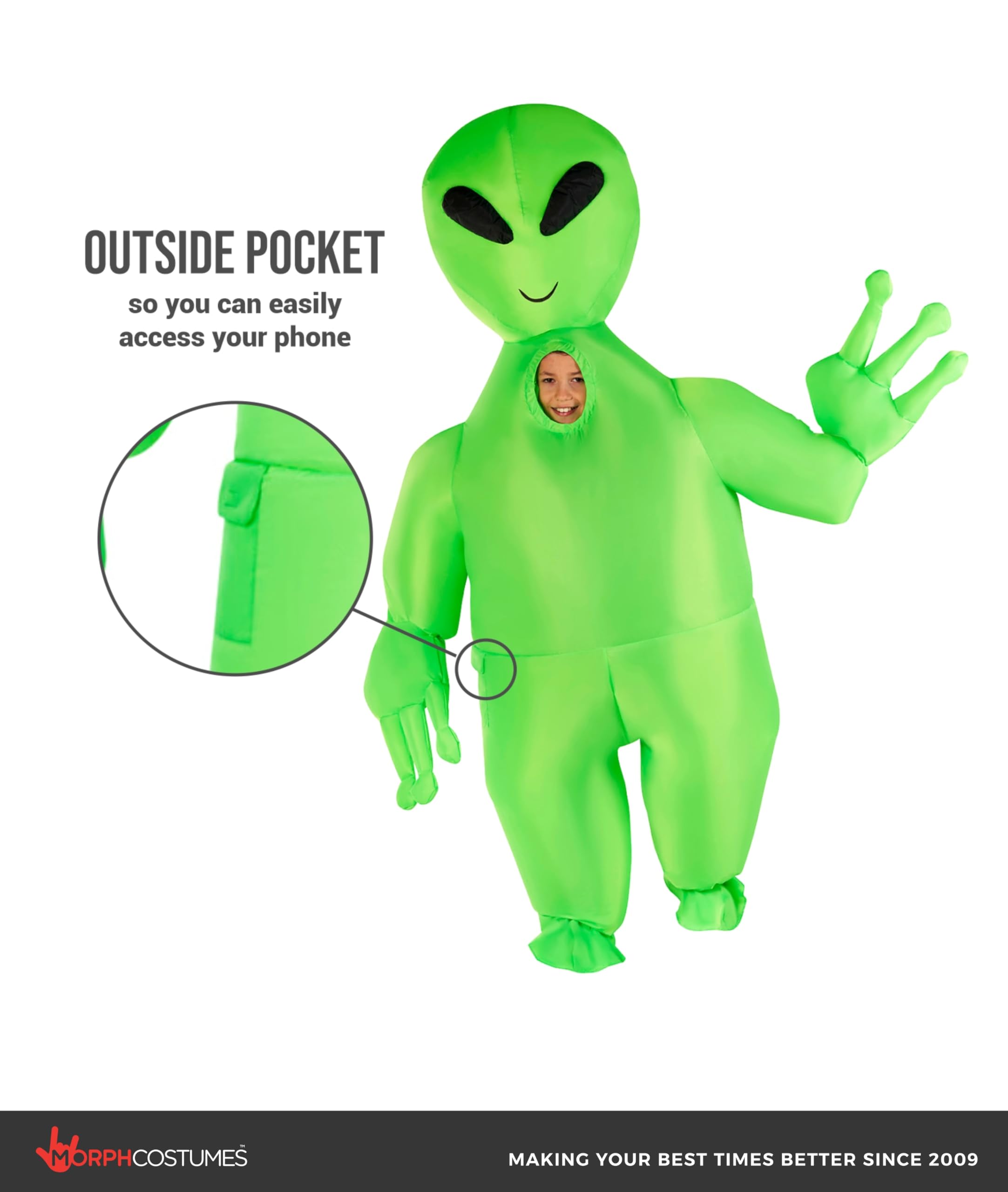 Morph Kids Alien Inflatable Costume, Alien Costume Kids, Blow Up Costumes for Kid, Boys Inflatable Costumes - Image 3