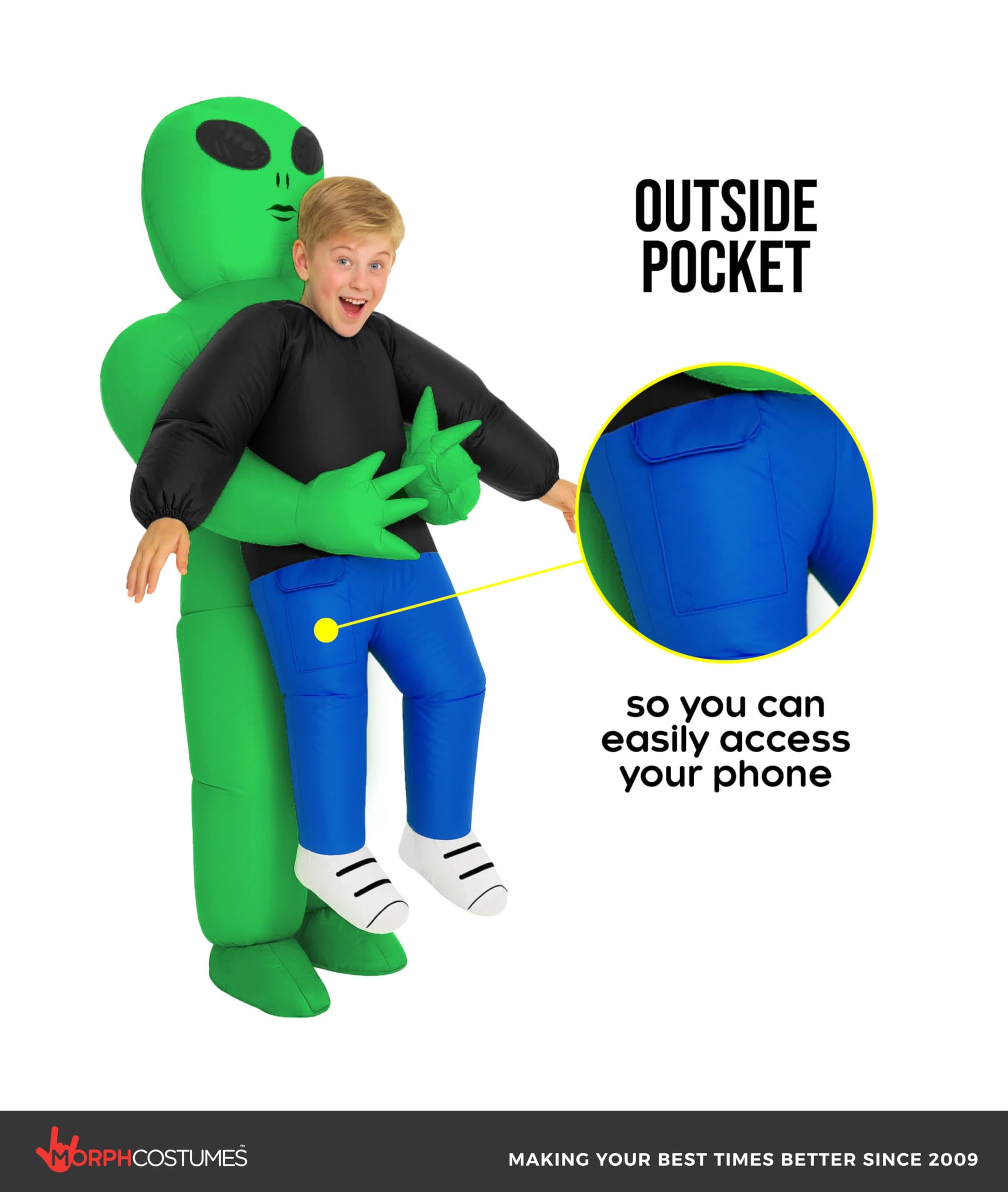 Morph Kids Inflatable Alien Costume, Blow Up Alien Outfit for Children, Halloween Costumes for Kids, Boys Halloween Costume - Image 3