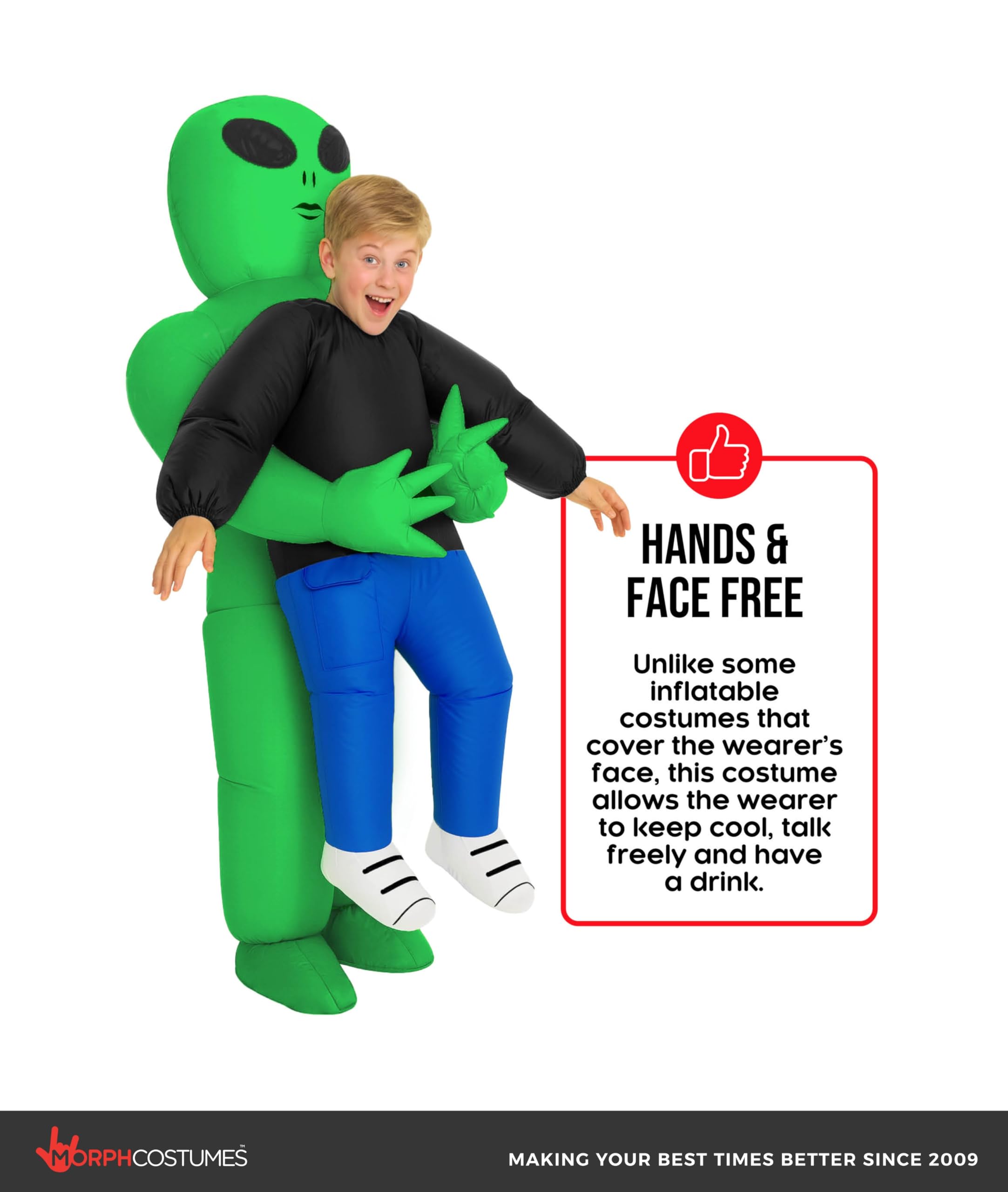 Morph Kids Inflatable Alien Costume, Blow Up Alien Outfit for Children, Halloween Costumes for Kids, Boys Halloween Costume - Image 4
