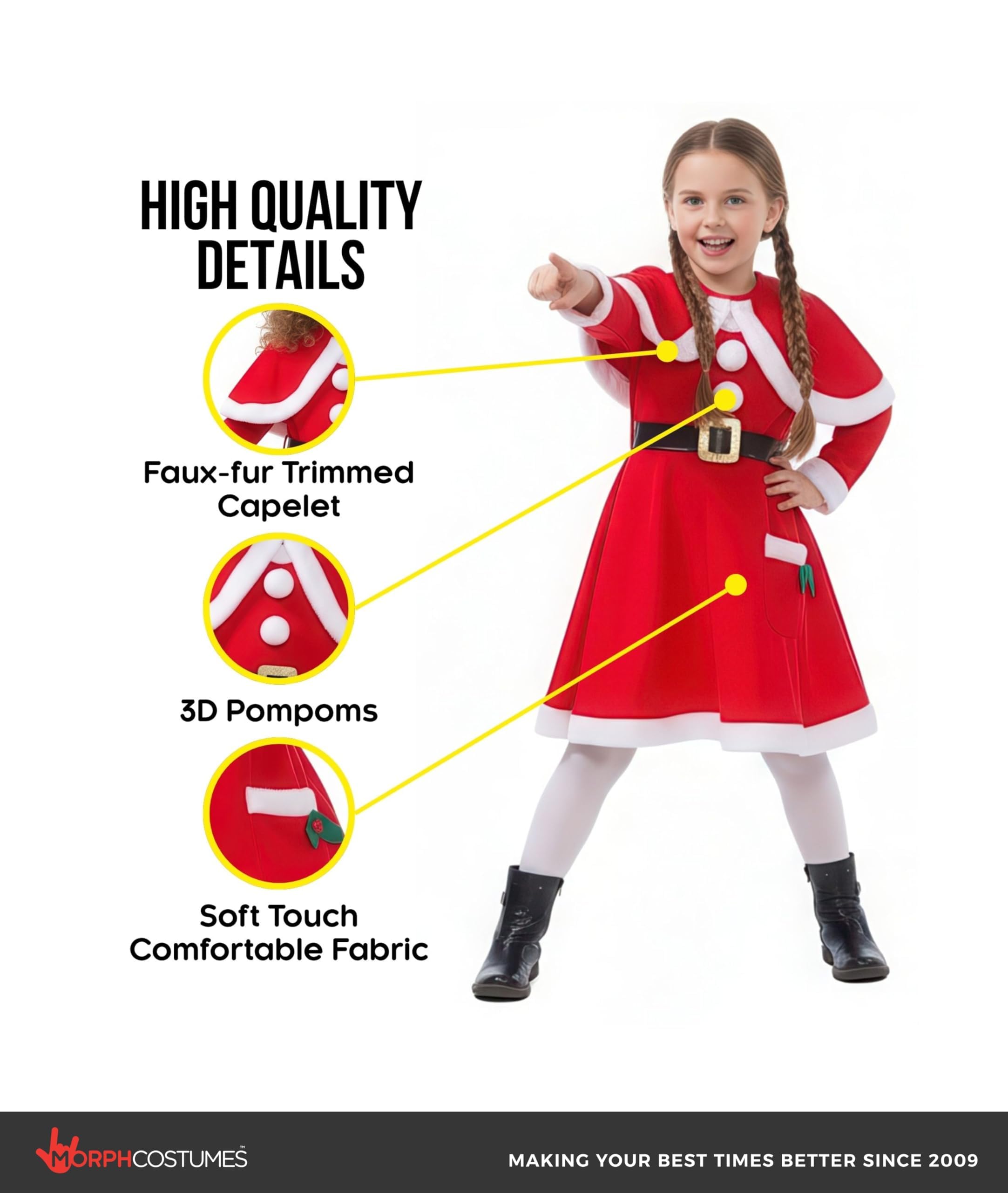 Morph Kids Santa Costume, Girls Santa Costume, Christmas Costumes for Girls, Christmas Costumes for Kids - Image 3
