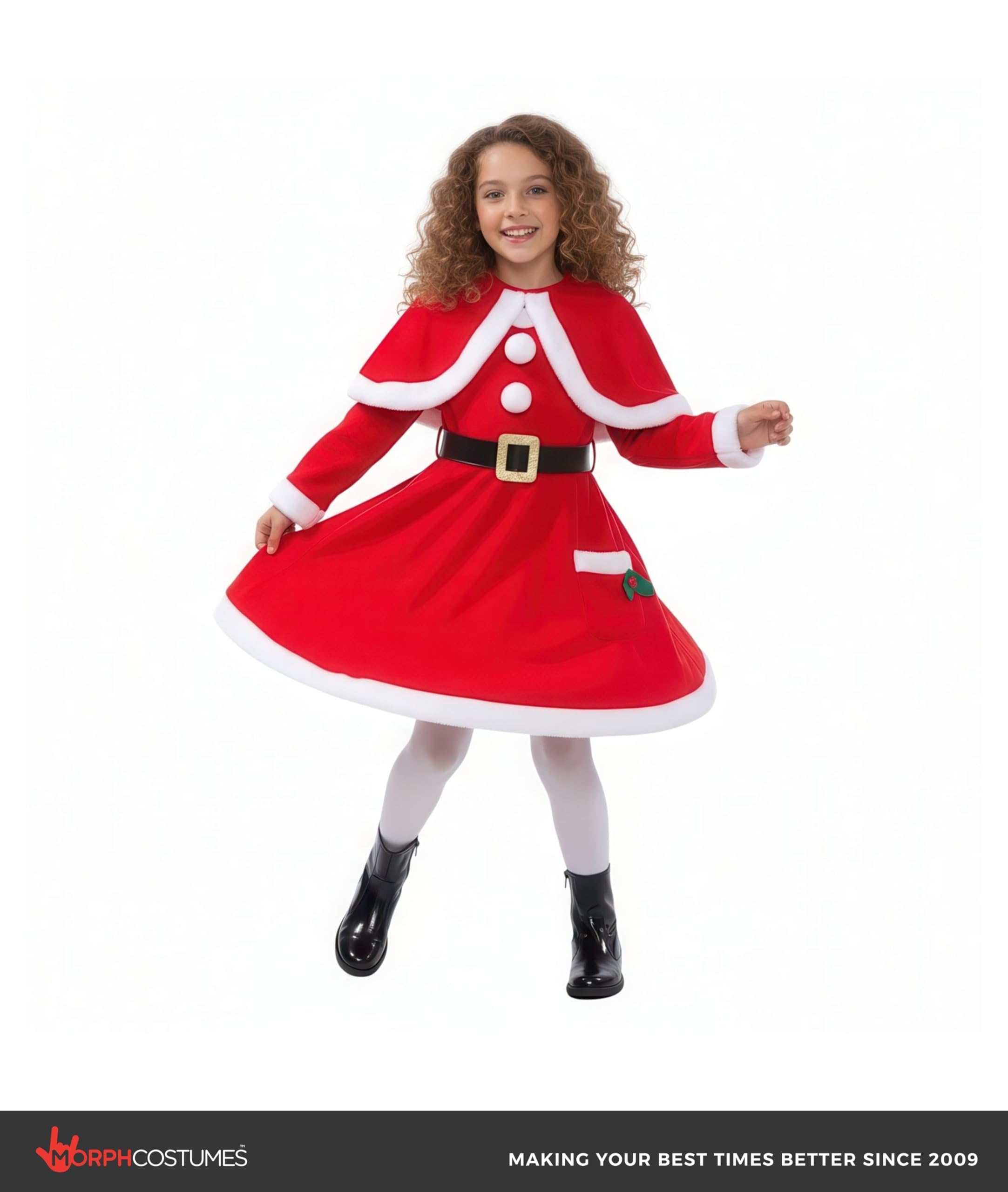 Morph Kids Santa Costume, Girls Santa Costume, Christmas Costumes for Girls, Christmas Costumes for Kids - Image 4