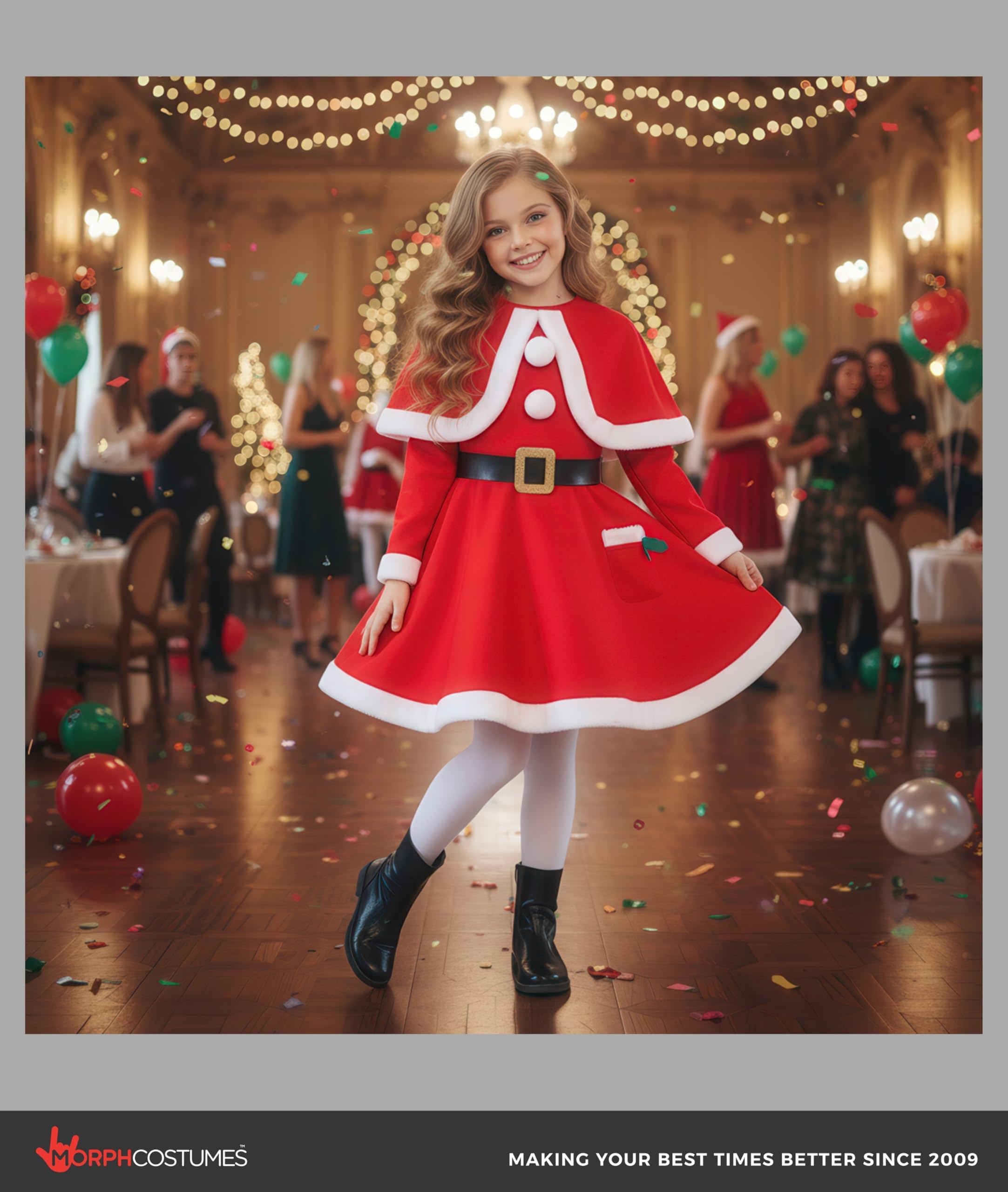 Morph Kids Santa Costume, Girls Santa Costume, Christmas Costumes for Girls, Christmas Costumes for Kids - Image 5