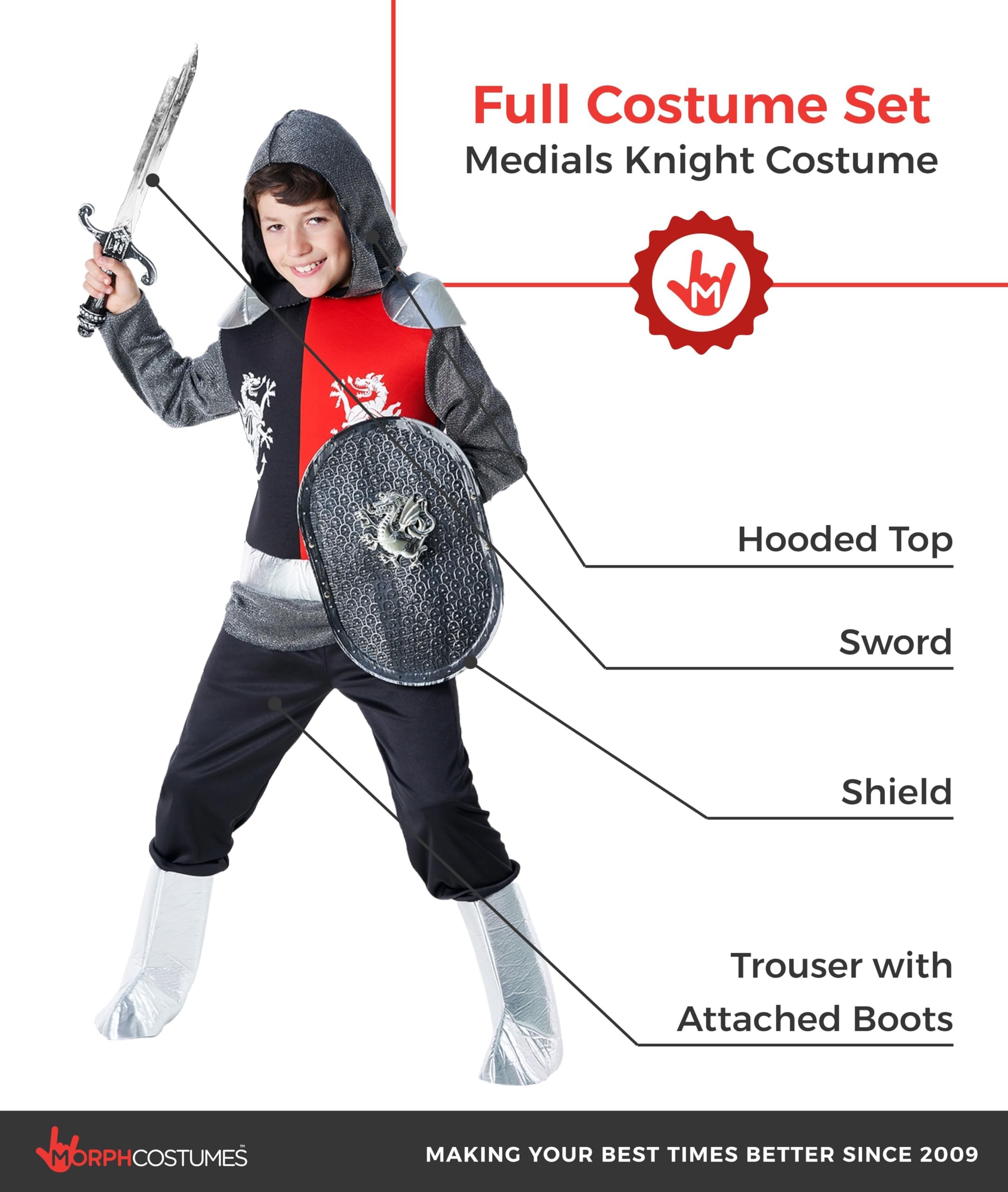 Morph Knight Costume Kids, Knight Costume for Boys, Child Knights Costumes, Medieval Knights Costumes Kids - Image 2