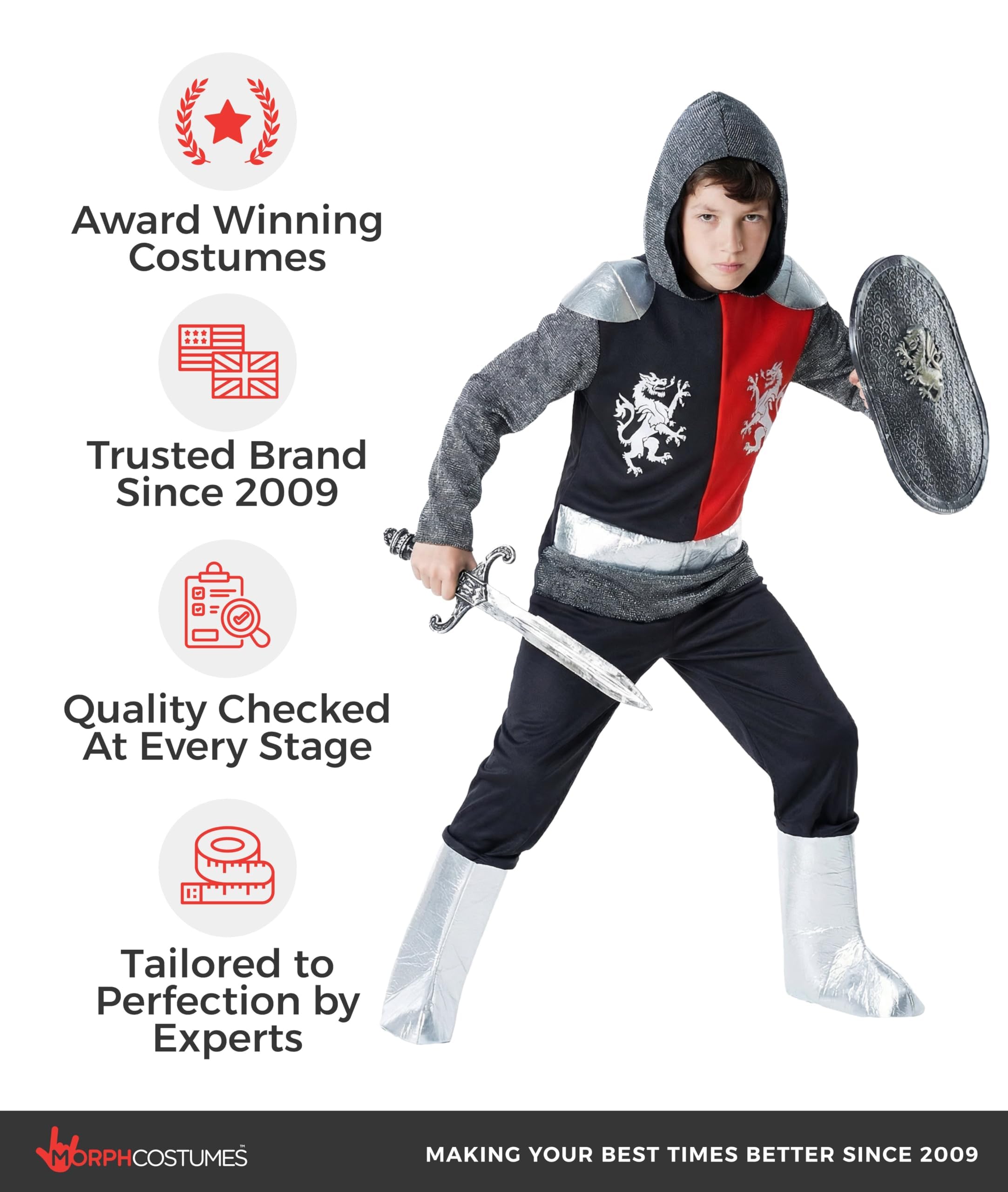 Morph Knight Costume Kids, Knight Costume for Boys, Child Knights Costumes, Medieval Knights Costumes Kids - Image 5