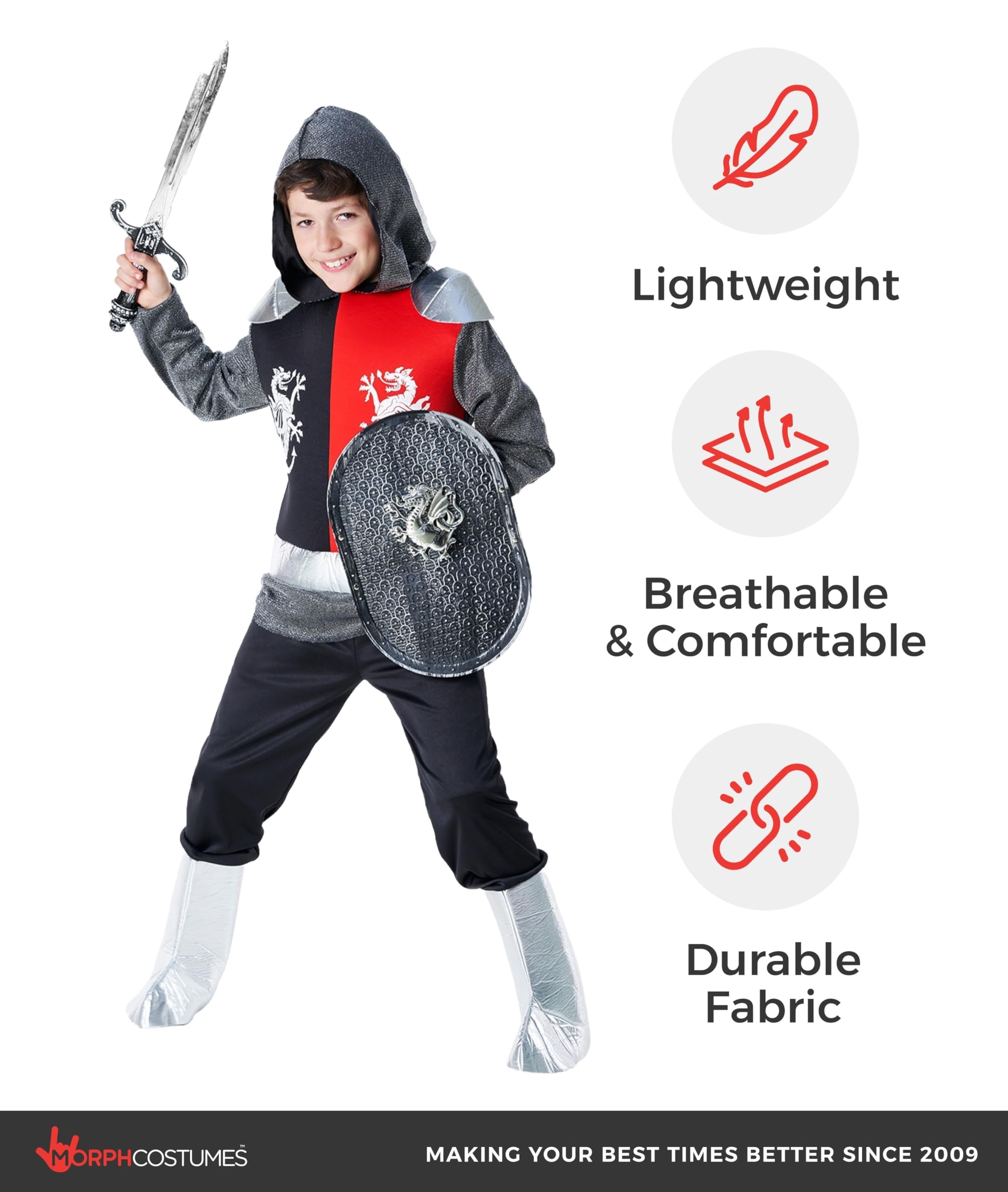 Morph Knight Costume Kids, Knight Costume for Boys, Child Knights Costumes, Medieval Knights Costumes Kids - Image 7