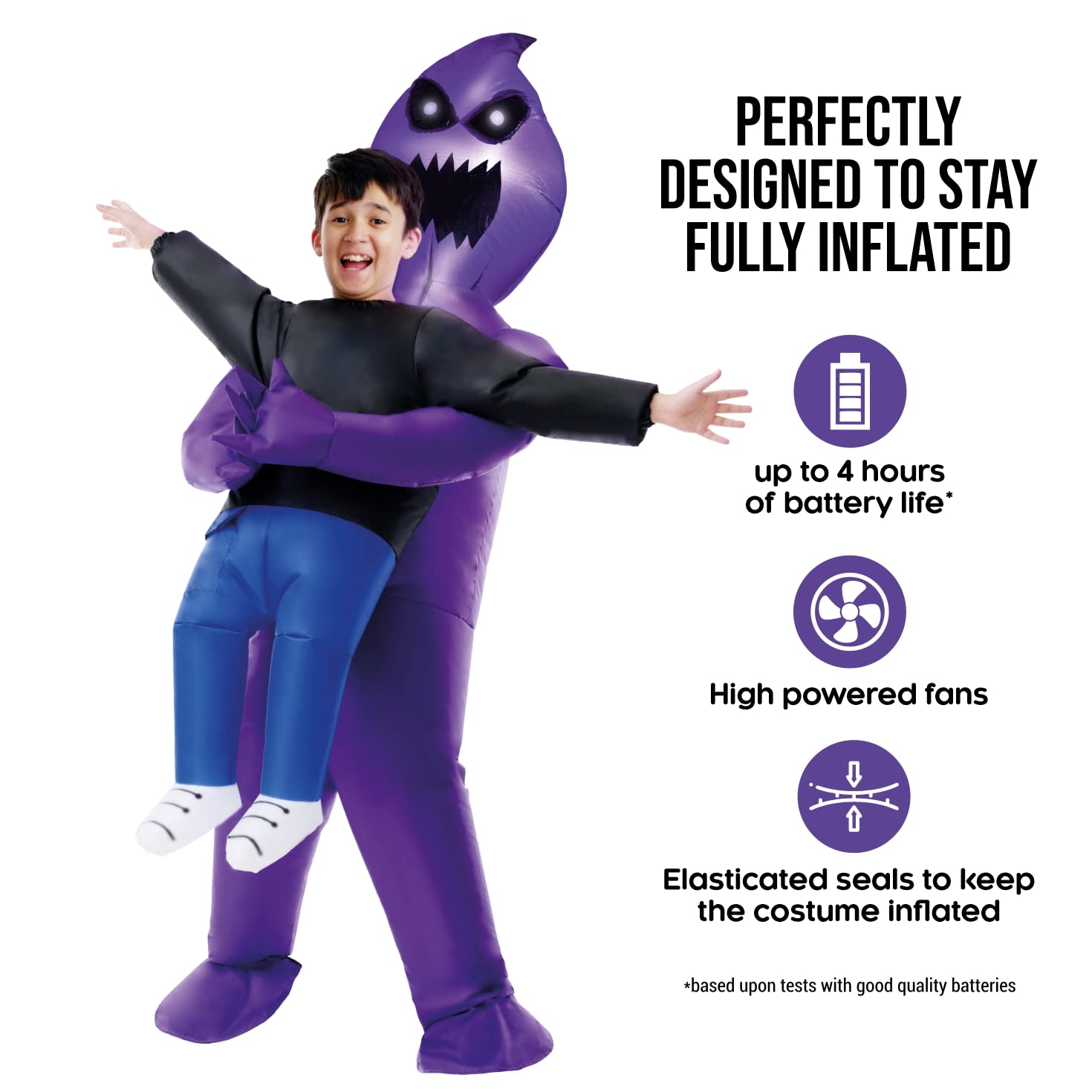 Morph Light Up Ghoul Costume Kids, Inflatable Alien Pick Me Up Kid Costume, Boys Inflatable Costumes, Blow Up Costumes for Kids - Image 2