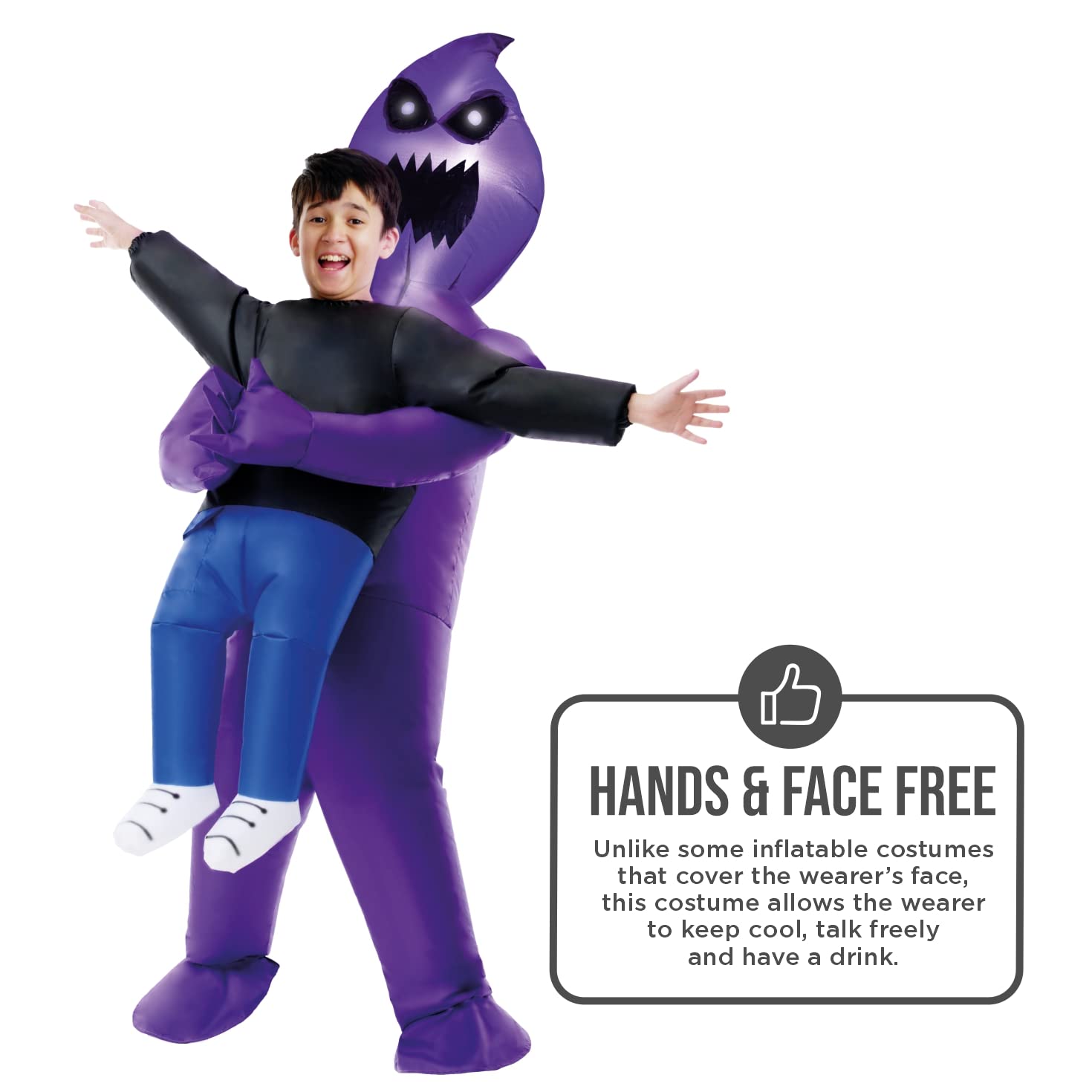 Morph Light Up Ghoul Costume Kids, Inflatable Alien Pick Me Up Kid Costume, Boys Inflatable Costumes, Blow Up Costumes for Kids - Image 4
