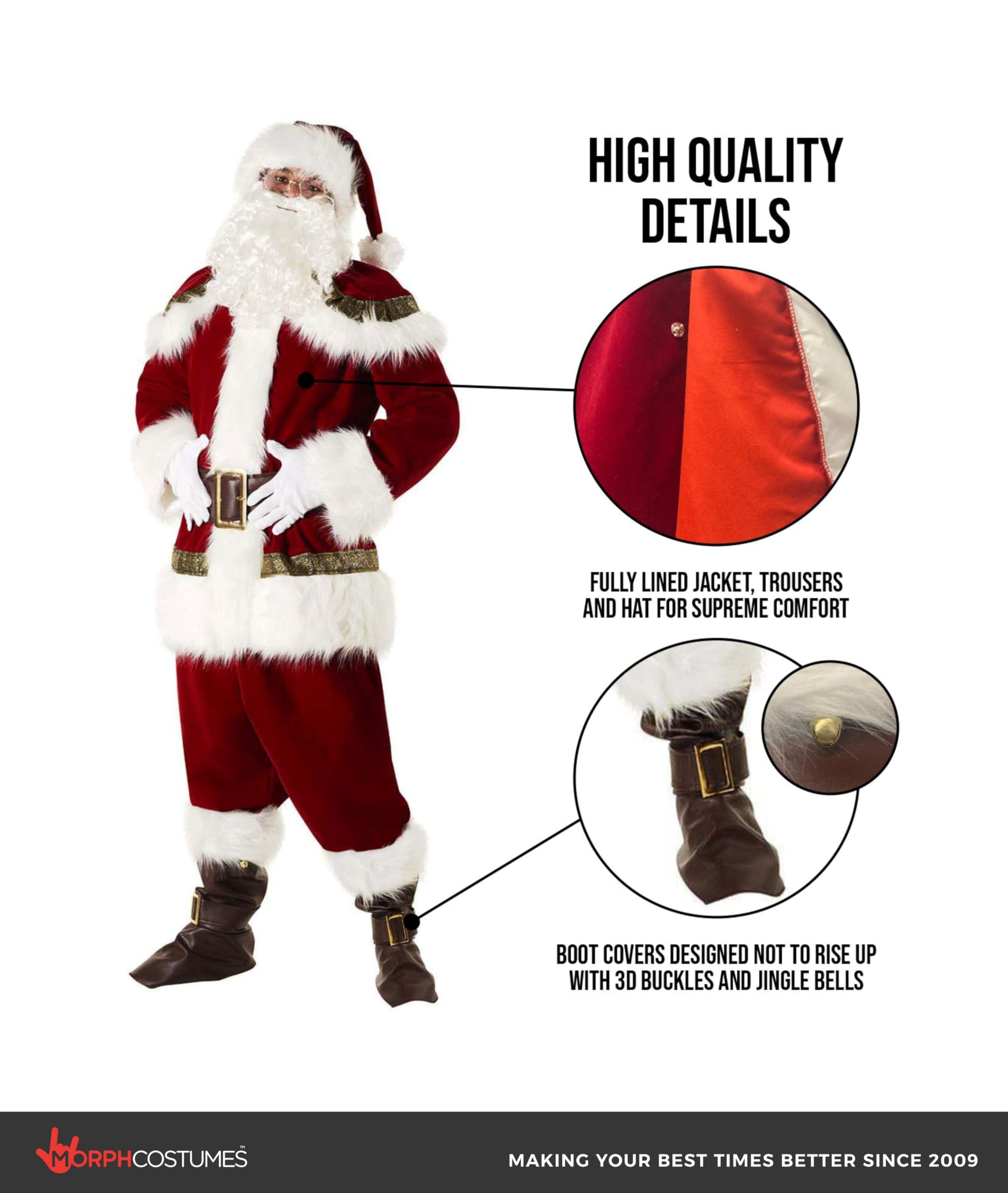 Morph Luxury Santa Costume, Santa Claus Costume for Men, Christmas Suit for Men, Christmas Costumes Adults - Image 3