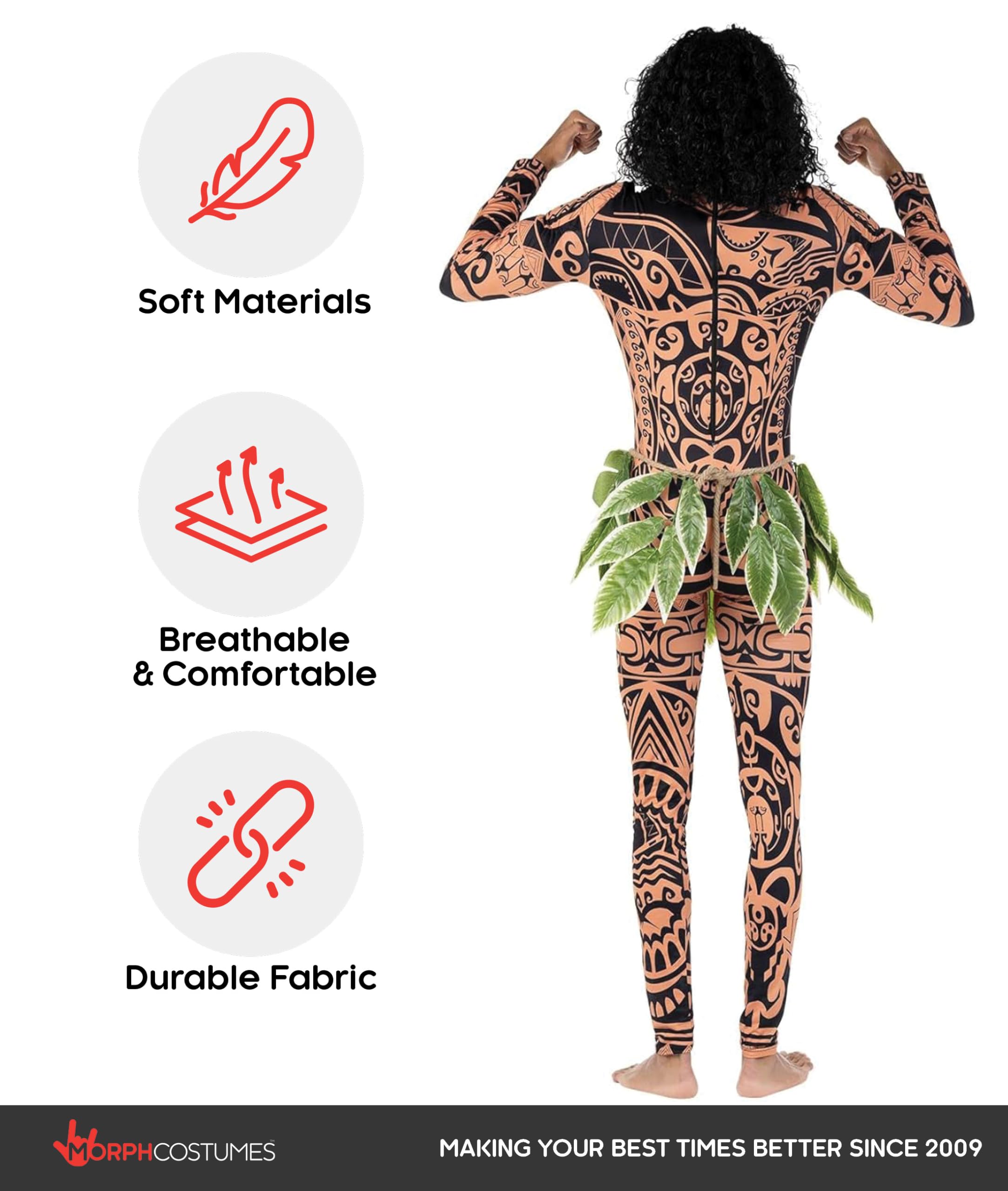 Morph Maui Costume for Men, Hawaiian Tattoo Costumes, Maui Costume Adult, Fancy Dress For Adults, Adult Halloween Costumes - Image 4