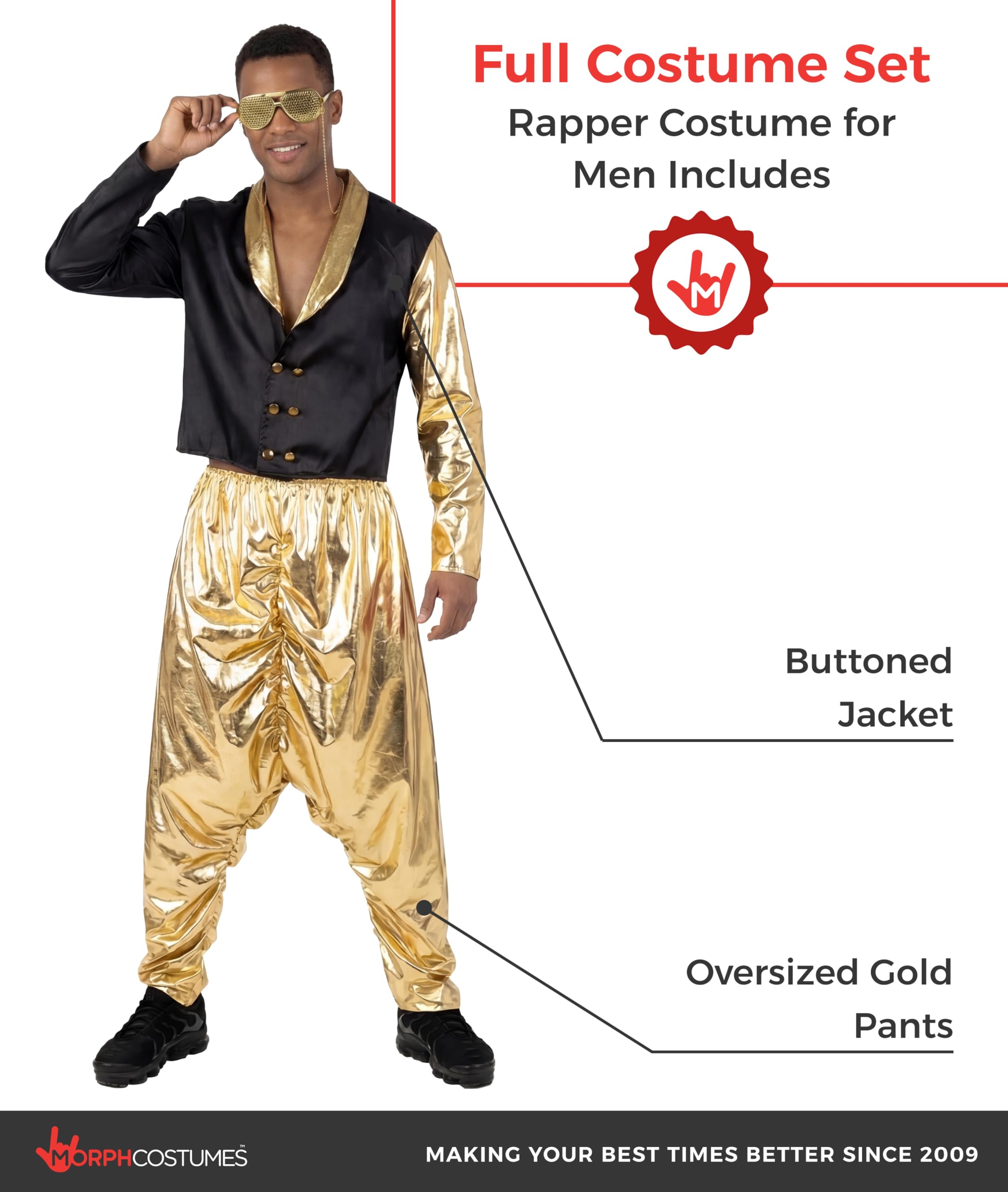 Morph Mc Hammer Costume Men, Mc Hammer Pants, 80s Costumes for Men, 90s Costumes for Mens - Image 2
