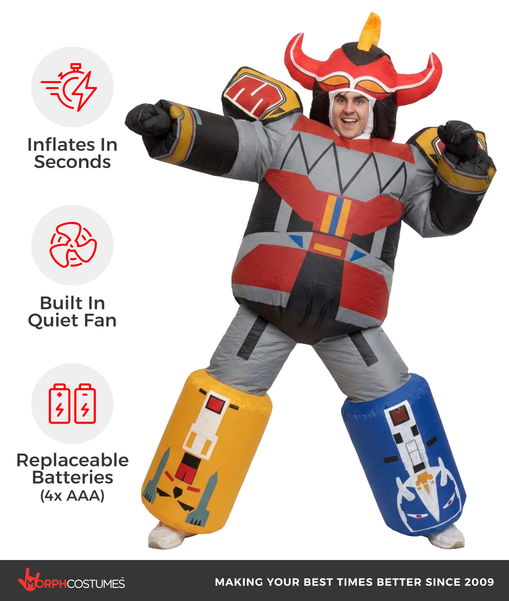 Morph Megazord Costume Adult, Inflatable Megazord Costumes, Mens Inflatable Costume, Blow Up Costumes for Adults - Image 3