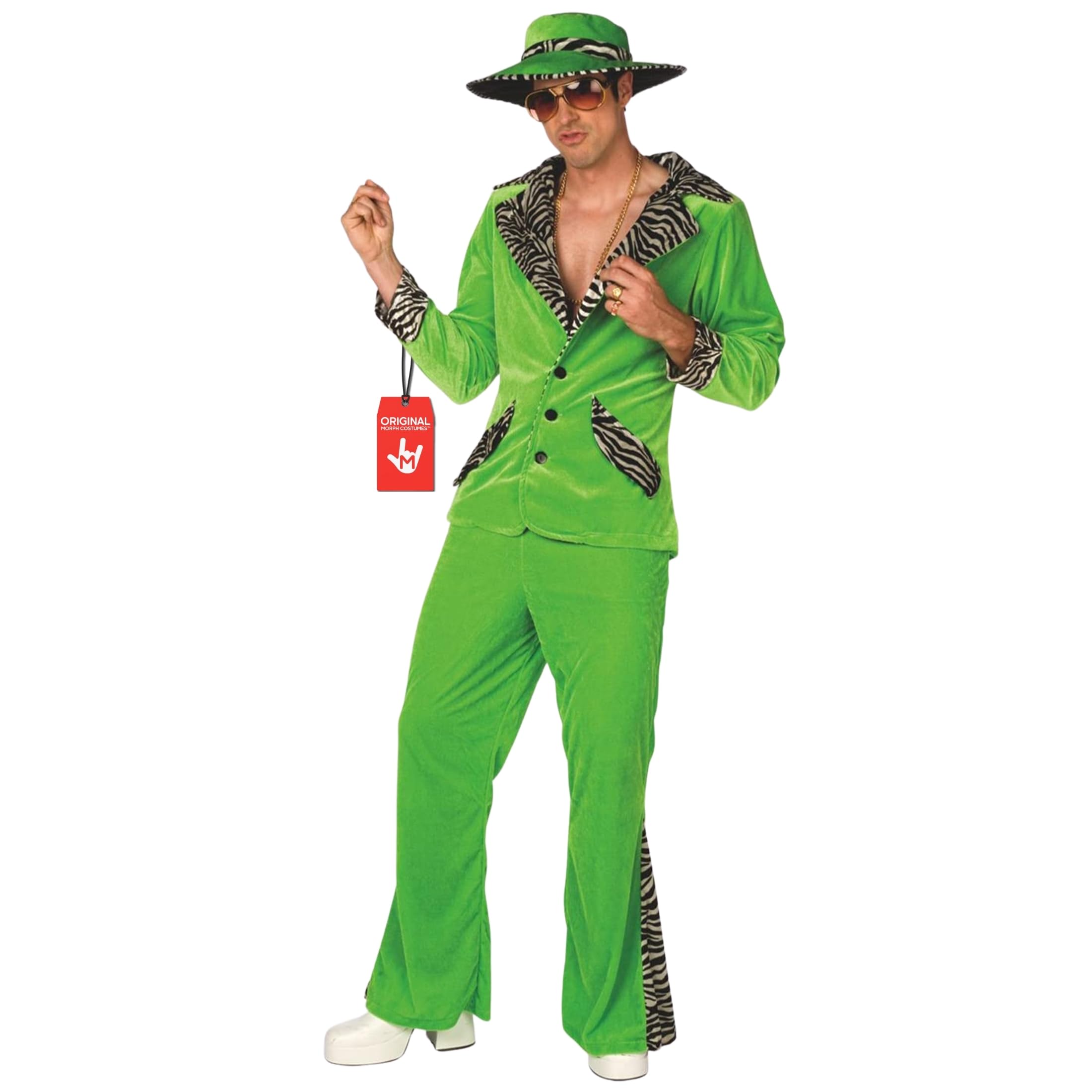 Morph Men's Green Pimp Costume, 70s Pimp Suit, Halloween Costume for Adult Men