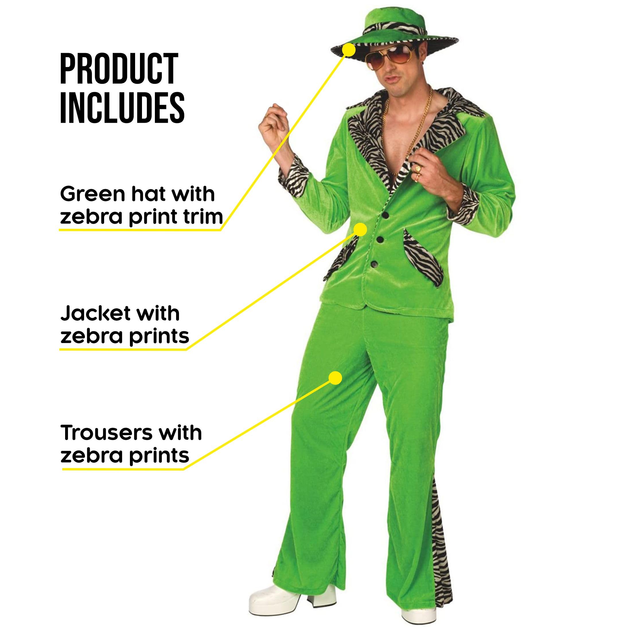 Morph Men's Green Pimp Costume, 70s Pimp Suit, Halloween Costume for Adult Men - Image 2
