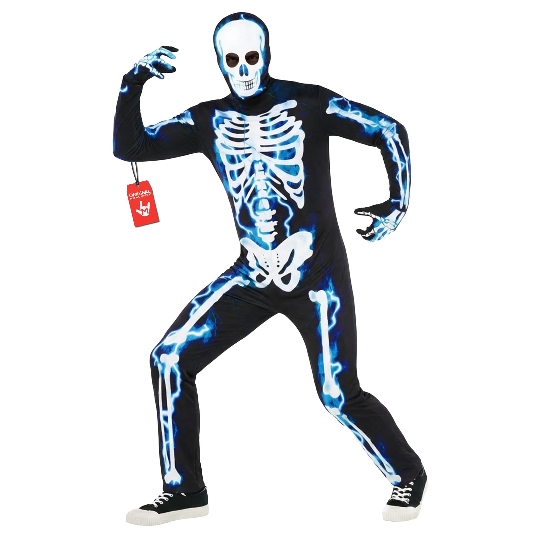 Morph Mens Skeleton Costume, Adult Skeleton Costume, Halloween Skeletons Suit Adults, Halloween Costumes for Men