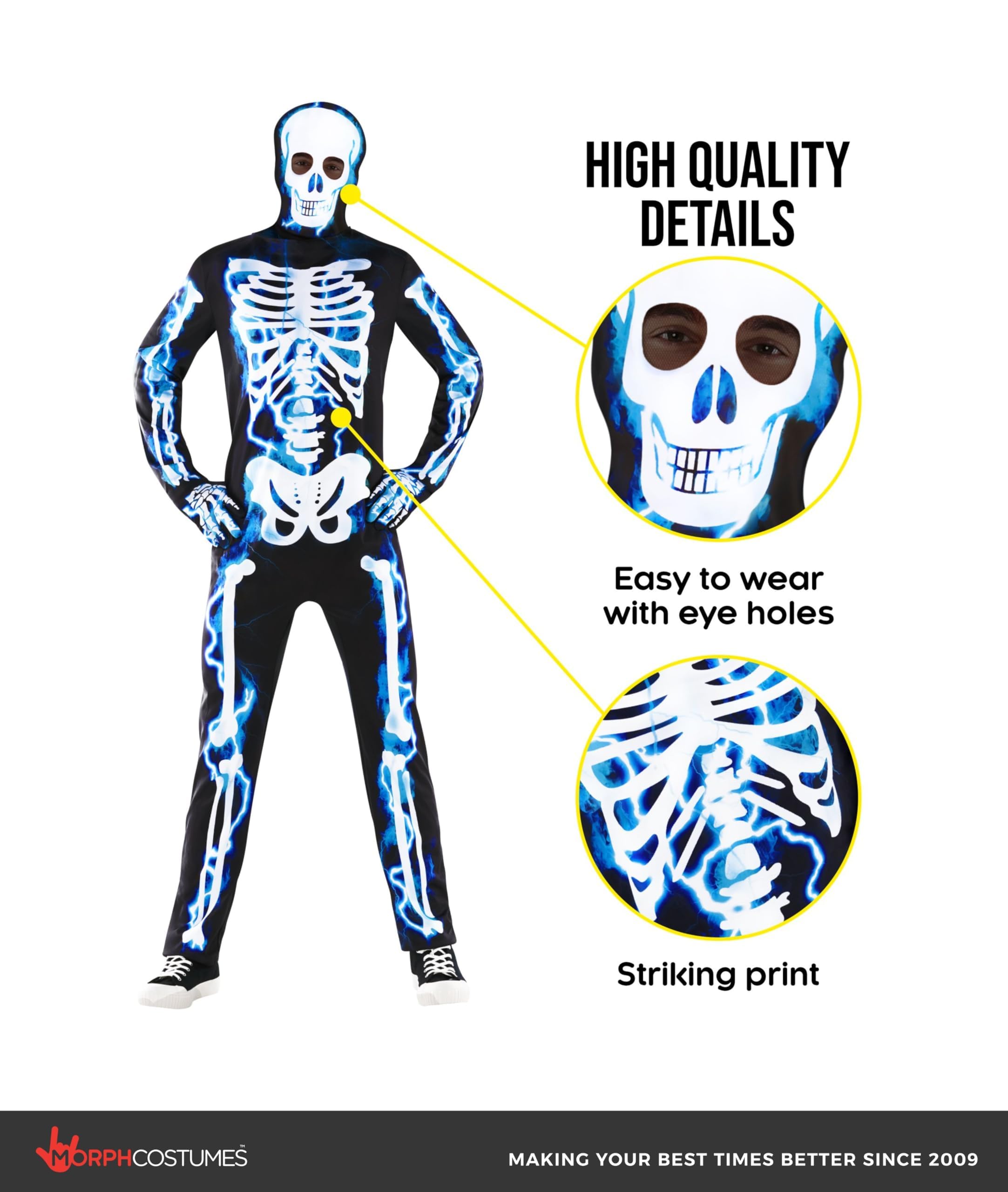 Morph Mens Skeleton Costume, Adult Skeleton Costume, Halloween Skeletons Suit Adults, Halloween Costumes for Men - Image 2