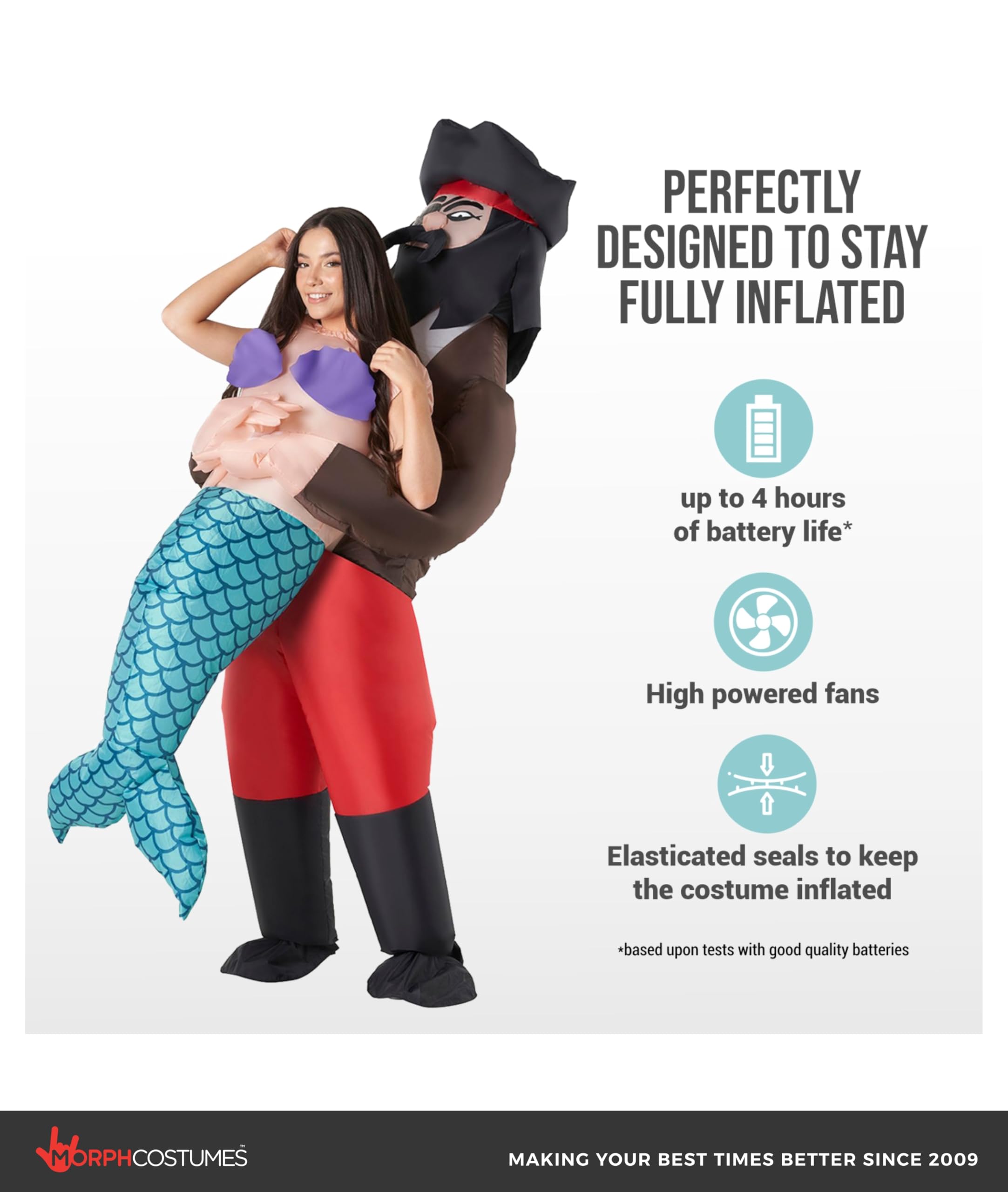 Morph Mermaid Costume Adult, Pirate Mermaid Costume Women, Inflatable Costumes for Adults, Blow Up Costumes for Adults - Image 2