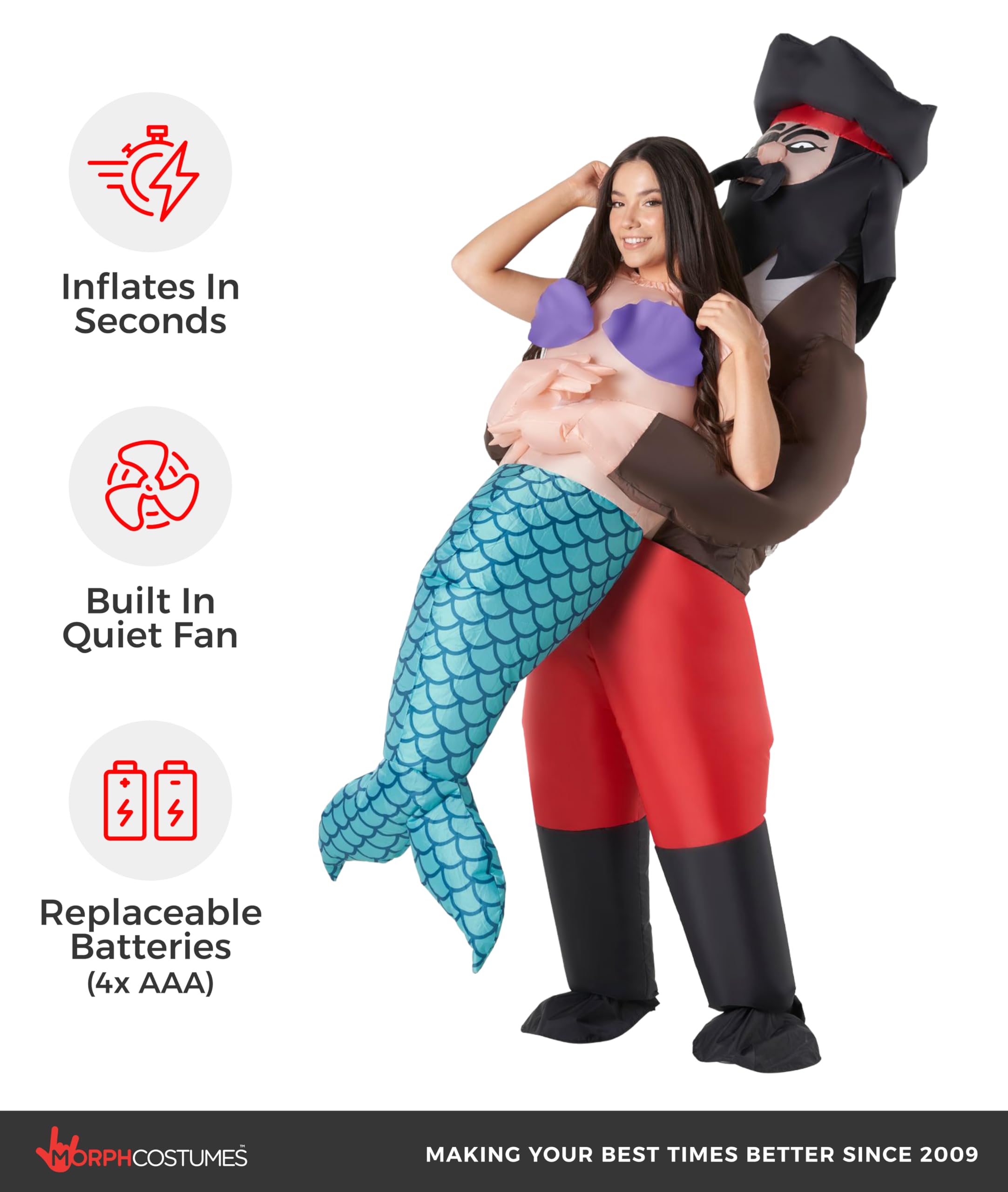 Morph Mermaid Costume Adult, Pirate Mermaid Costume Women, Inflatable Costumes for Adults, Blow Up Costumes for Adults - Image 3