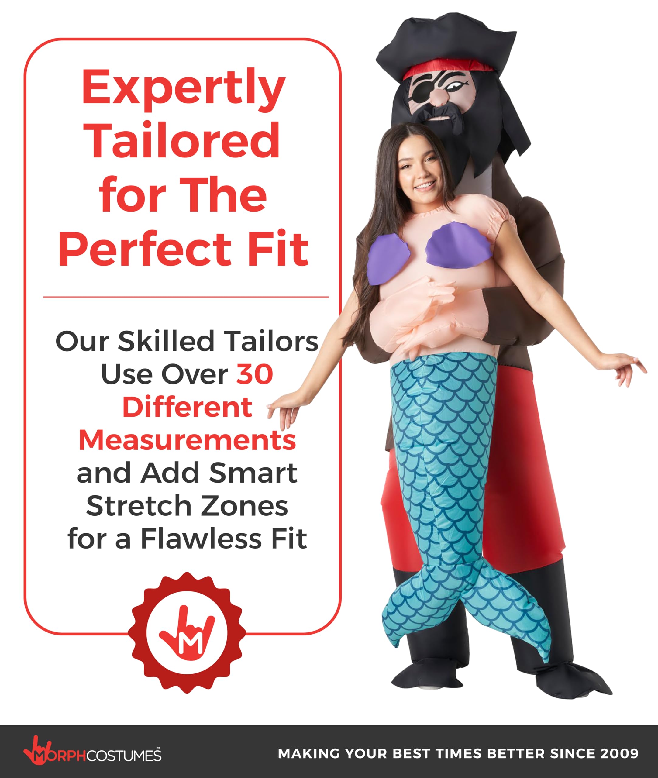 Morph Mermaid Costume Adult, Pirate Mermaid Costume Women, Inflatable Costumes for Adults, Blow Up Costumes for Adults - Image 4