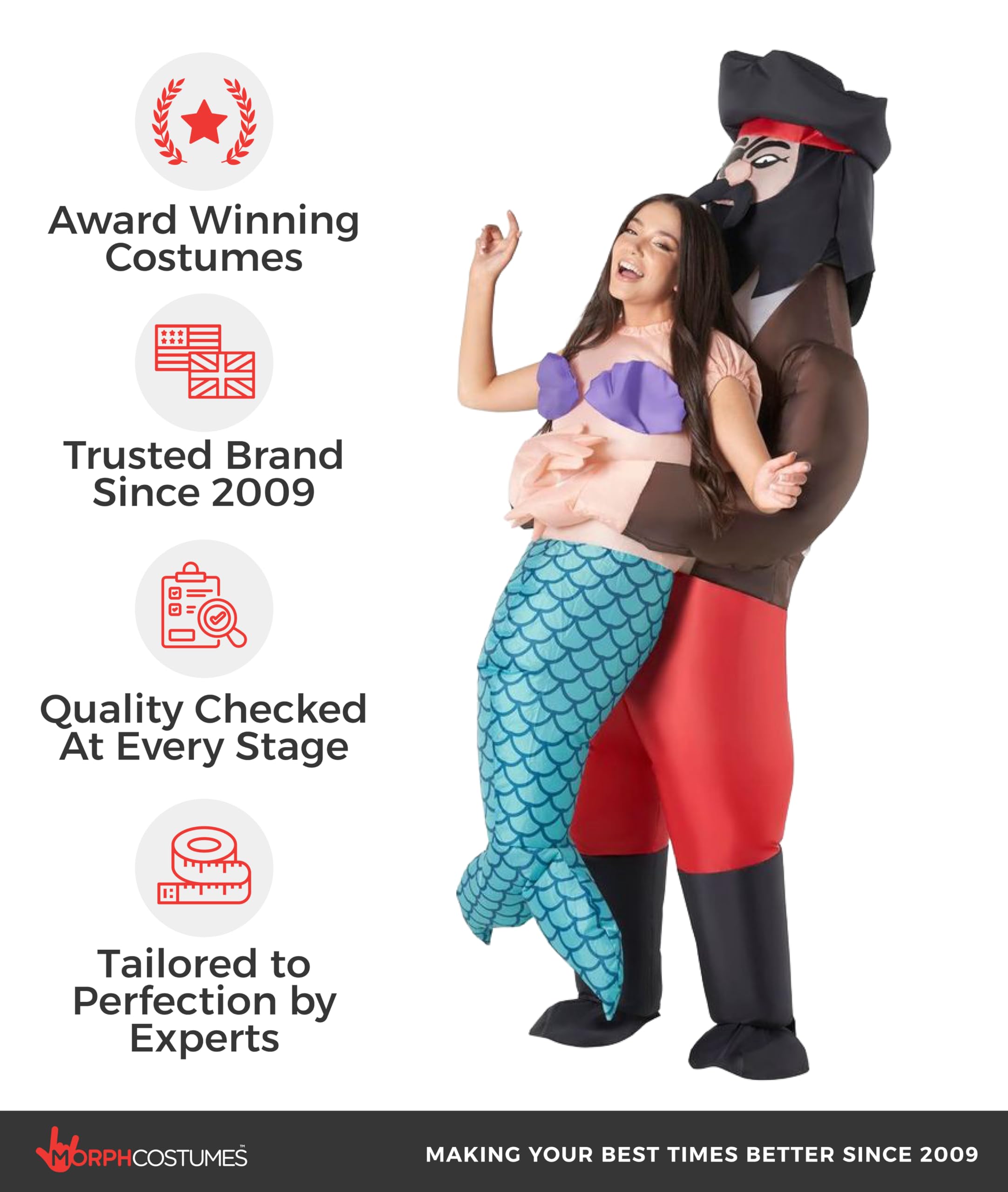 Morph Mermaid Costume Adult, Pirate Mermaid Costume Women, Inflatable Costumes for Adults, Blow Up Costumes for Adults - Image 5