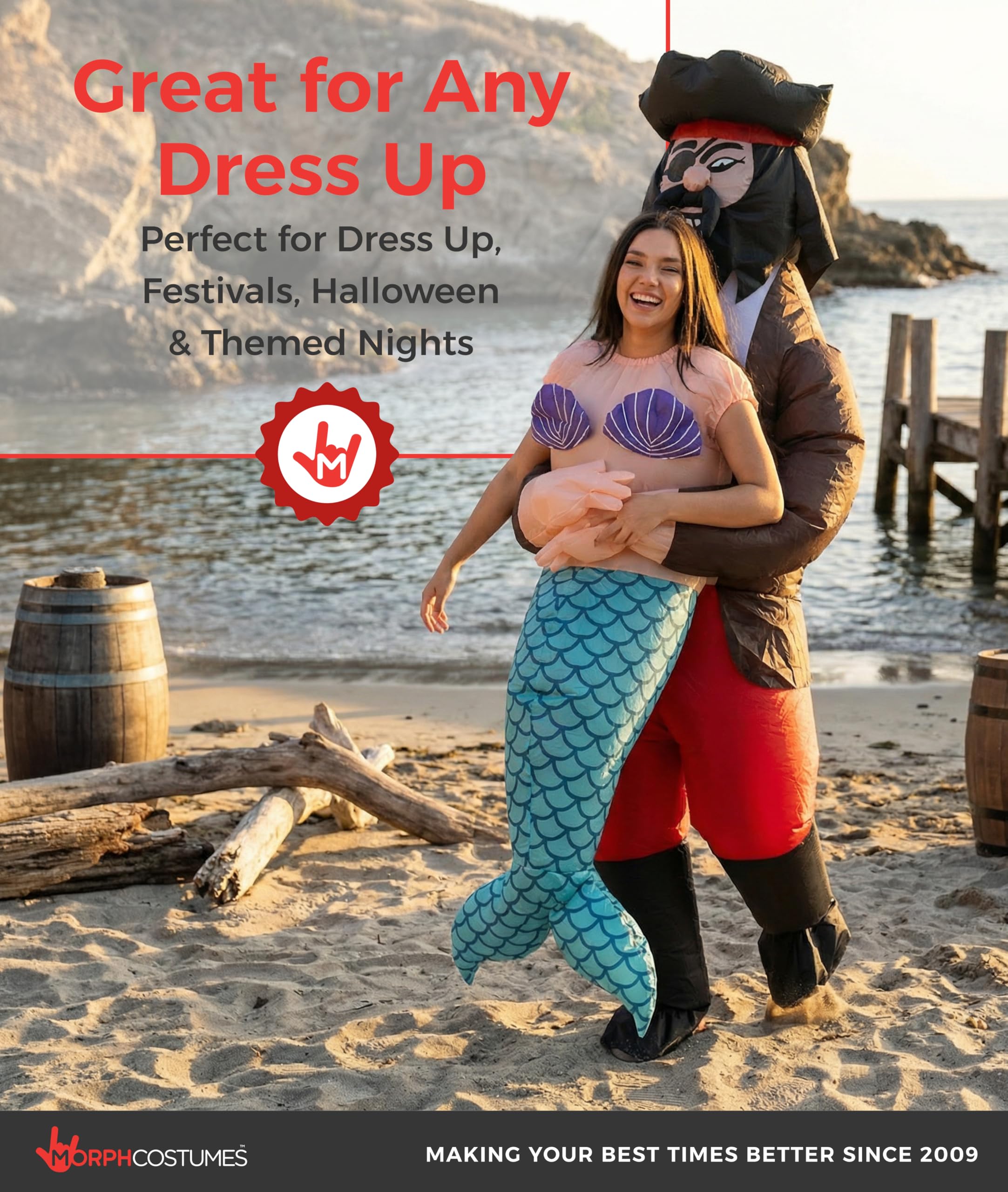 Morph Mermaid Costume Adult, Pirate Mermaid Costume Women, Inflatable Costumes for Adults, Blow Up Costumes for Adults - Image 6