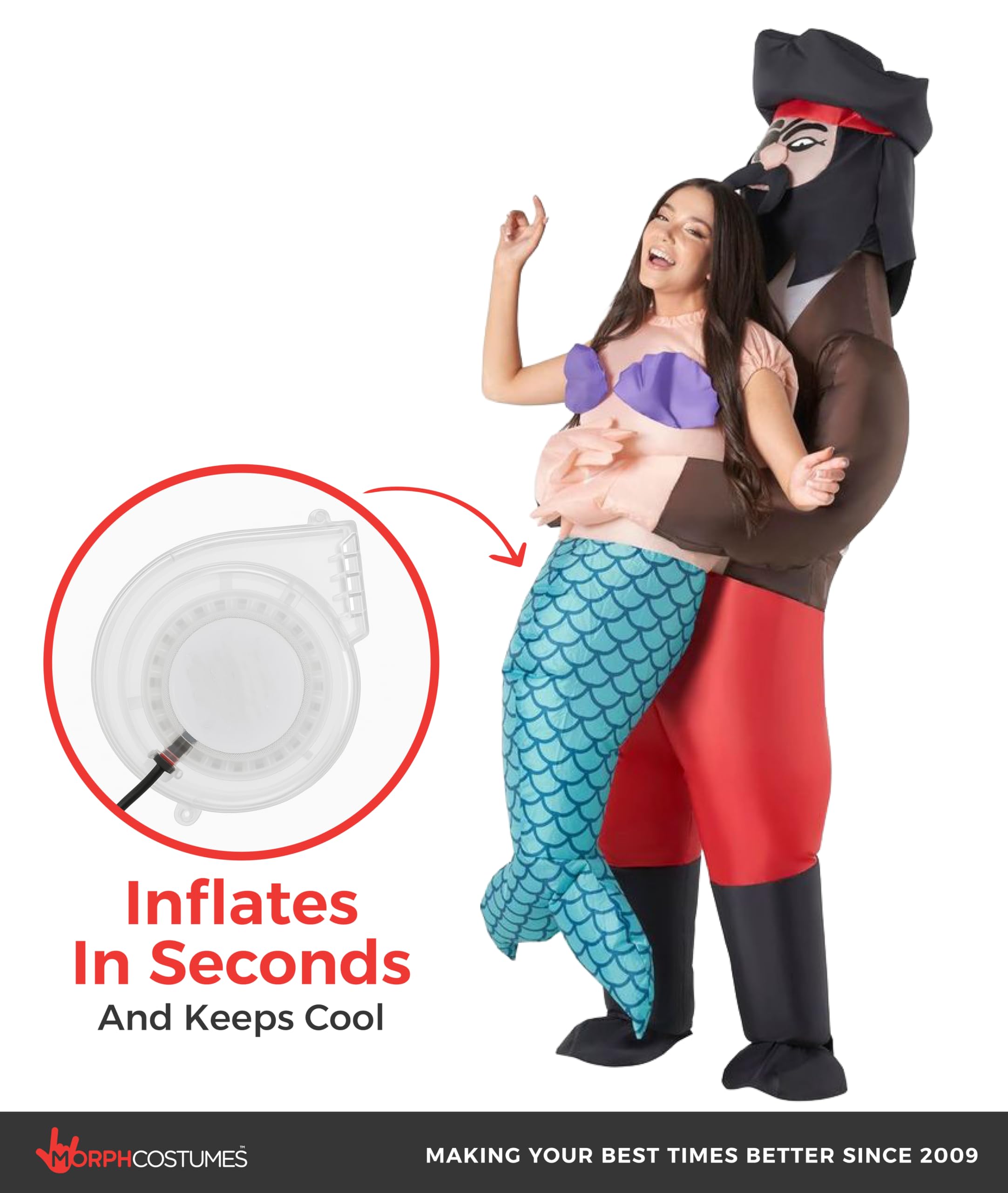 Morph Mermaid Costume Adult, Pirate Mermaid Costume Women, Inflatable Costumes for Adults, Blow Up Costumes for Adults - Image 7