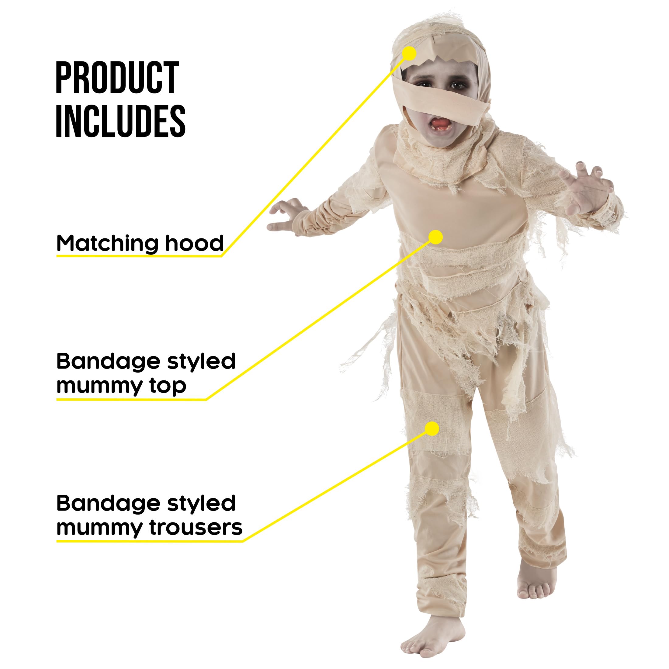 Morph Mummy Costume for Kids, Mummy Costumes for Boys, Scary Girl Costume, Scary Costumes for Kids - Image 2