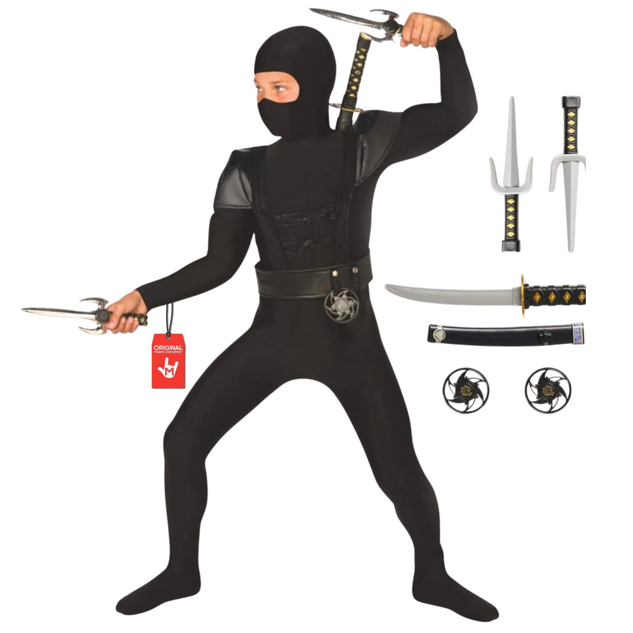 Morph Ninja Costume Kids, Ninja Costume with Accessories, Ninjas Costumes Boys, Halloween Costumes for Boys
