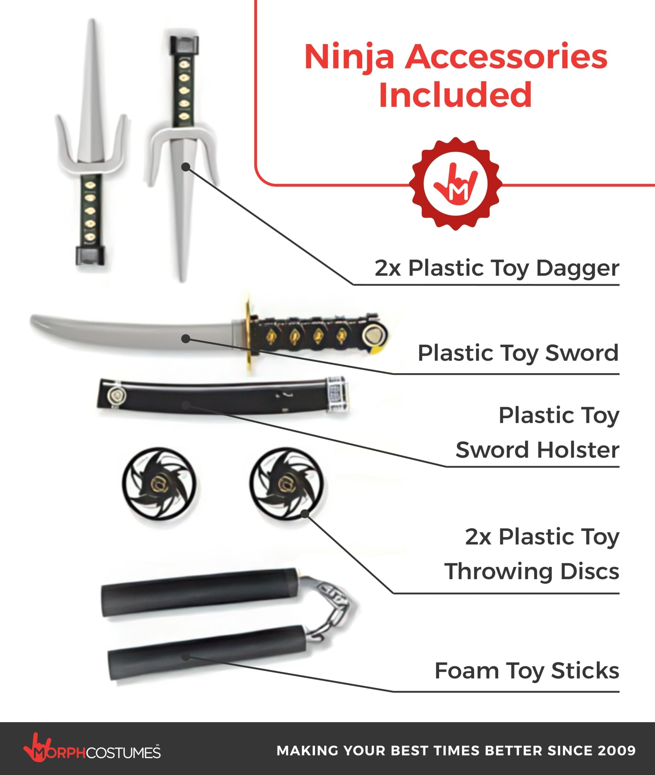 Morph Ninja Costume Kids, Ninja Costume with Accessories, Ninjas Costumes Boys, Halloween Costumes for Boys - Image 3