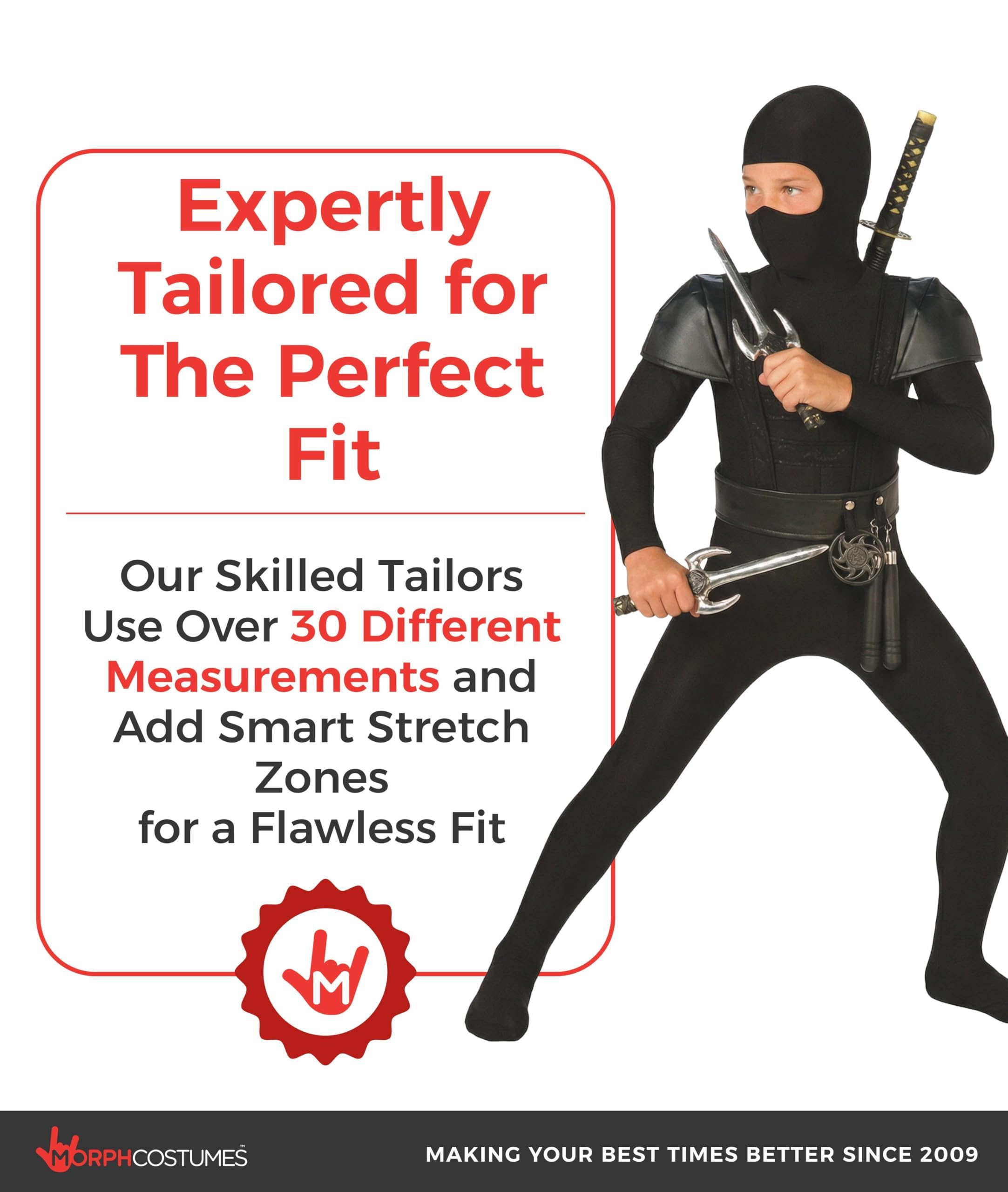 Morph Ninja Costume Kids, Ninja Costume with Accessories, Ninjas Costumes Boys, Halloween Costumes for Boys - Image 4