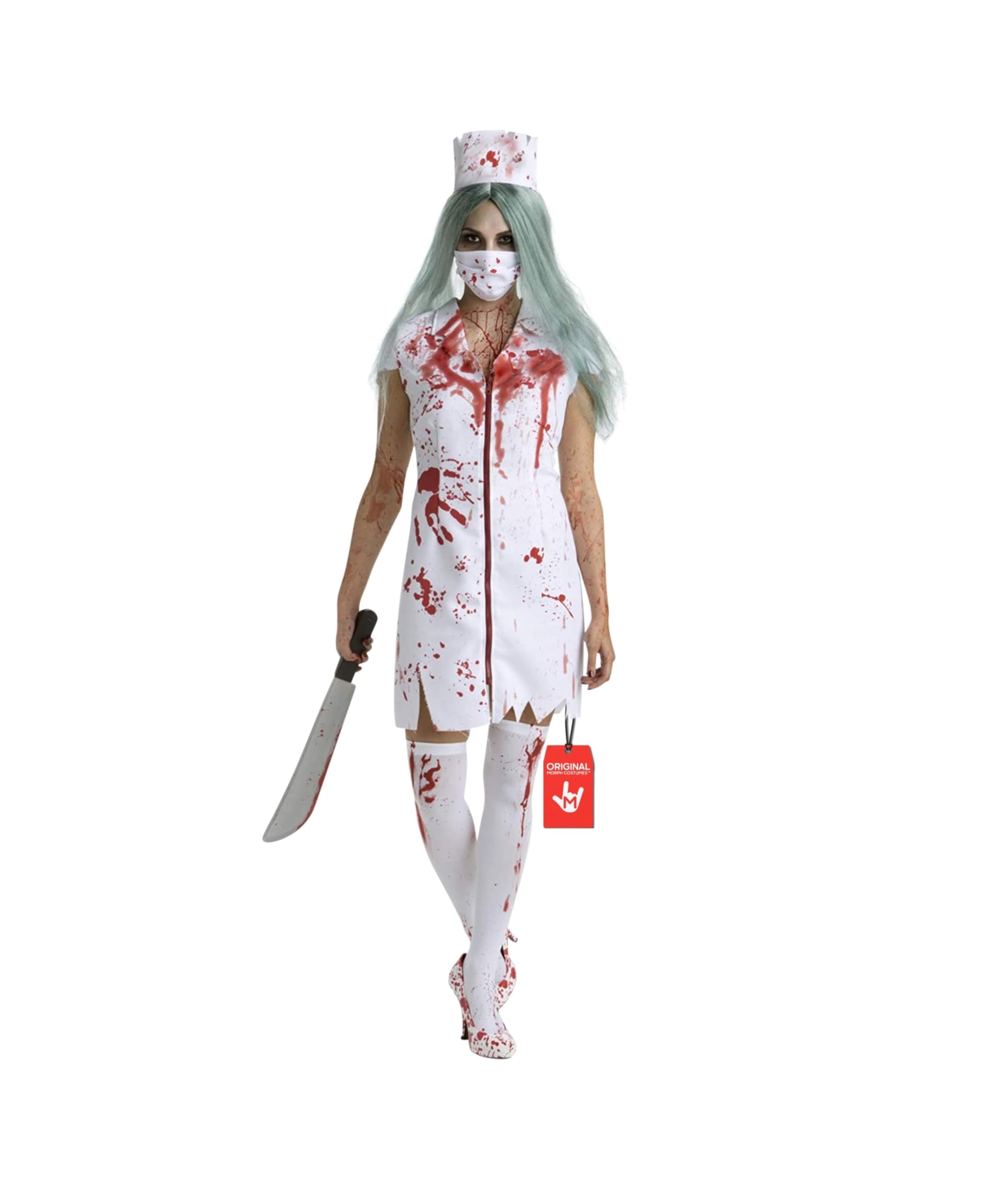 Morph Nurse Halloween Costume for Women, Scary Zombie Nurse Outfit, Creepy Nurse Attire for Halloween Fun