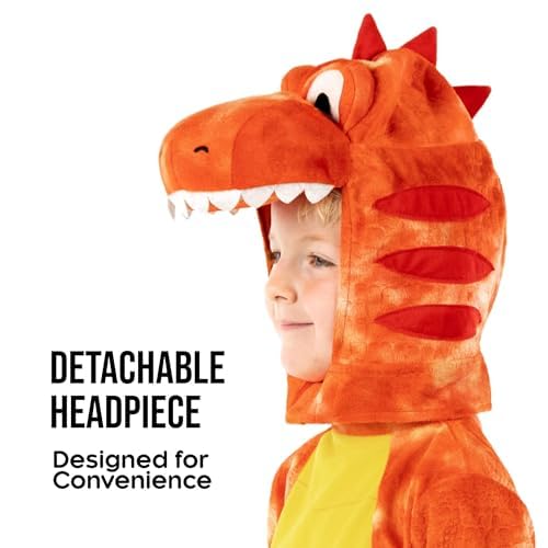 Morph - Orange Dinosaur Costume Kids, Kids Dinosaurs Halloween costumes, Toddler Dinosaur Costume - Image 3