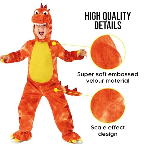 Morph - Orange Dinosaur Costume Kids, Kids Dinosaurs Halloween costumes, Toddler Dinosaur Costume - Image 4