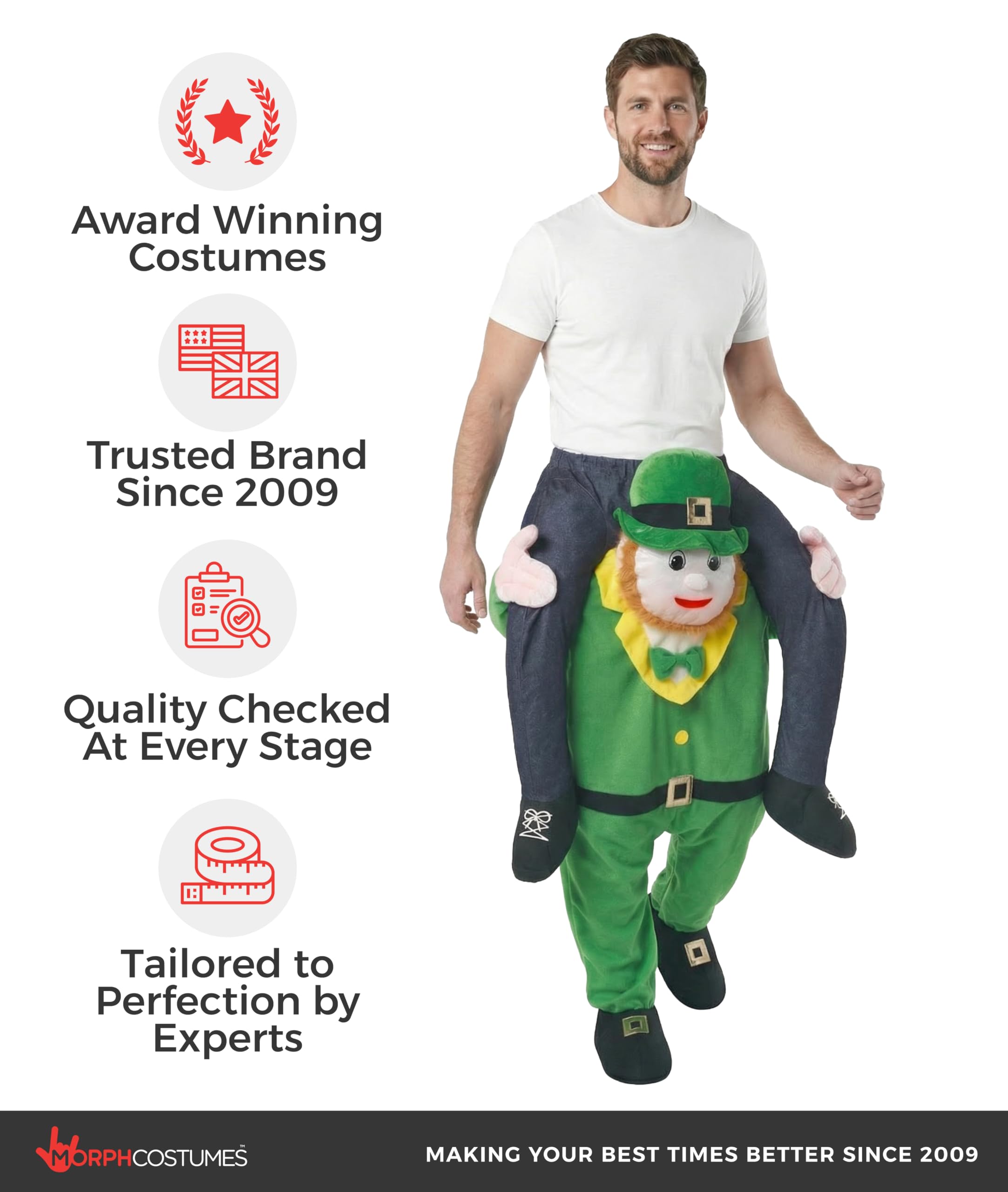 Morph Piggyback Leprechaun Costume for Adults, Leprechaun Outfit for Men, Fun St. Patrick's Day Costume, One Size - Image 5