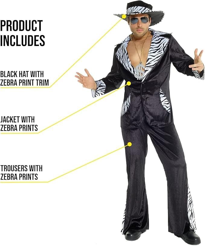 Morph Pimp Costume For Men, Pimp Suits For Men, Pimp Coat, 70s Suit for Men - Image 2