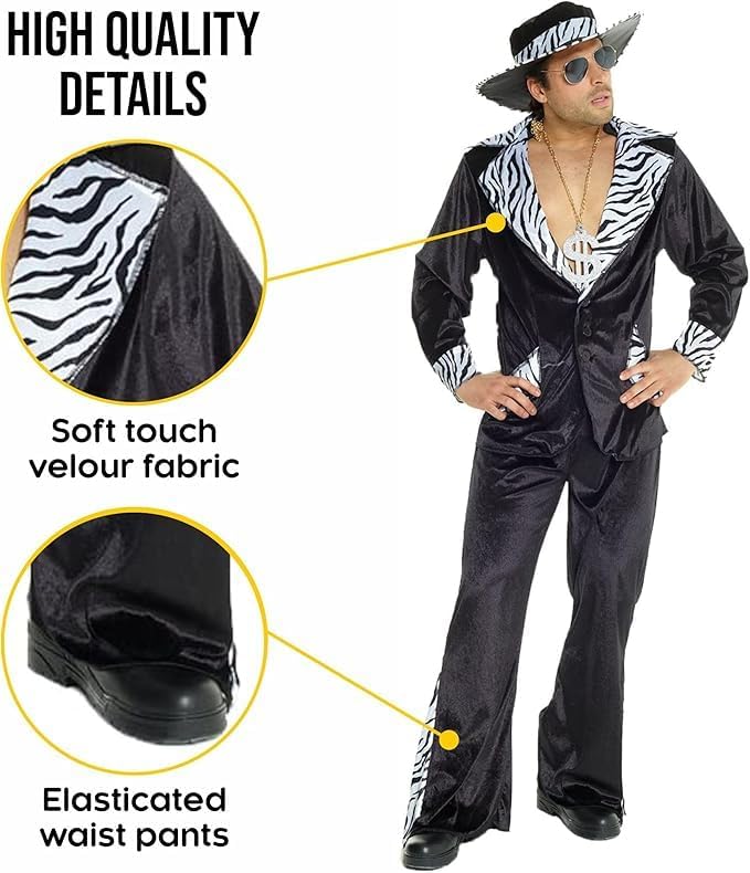 Morph Pimp Costume For Men, Pimp Suits For Men, Pimp Coat, 70s Suit for Men - Image 3