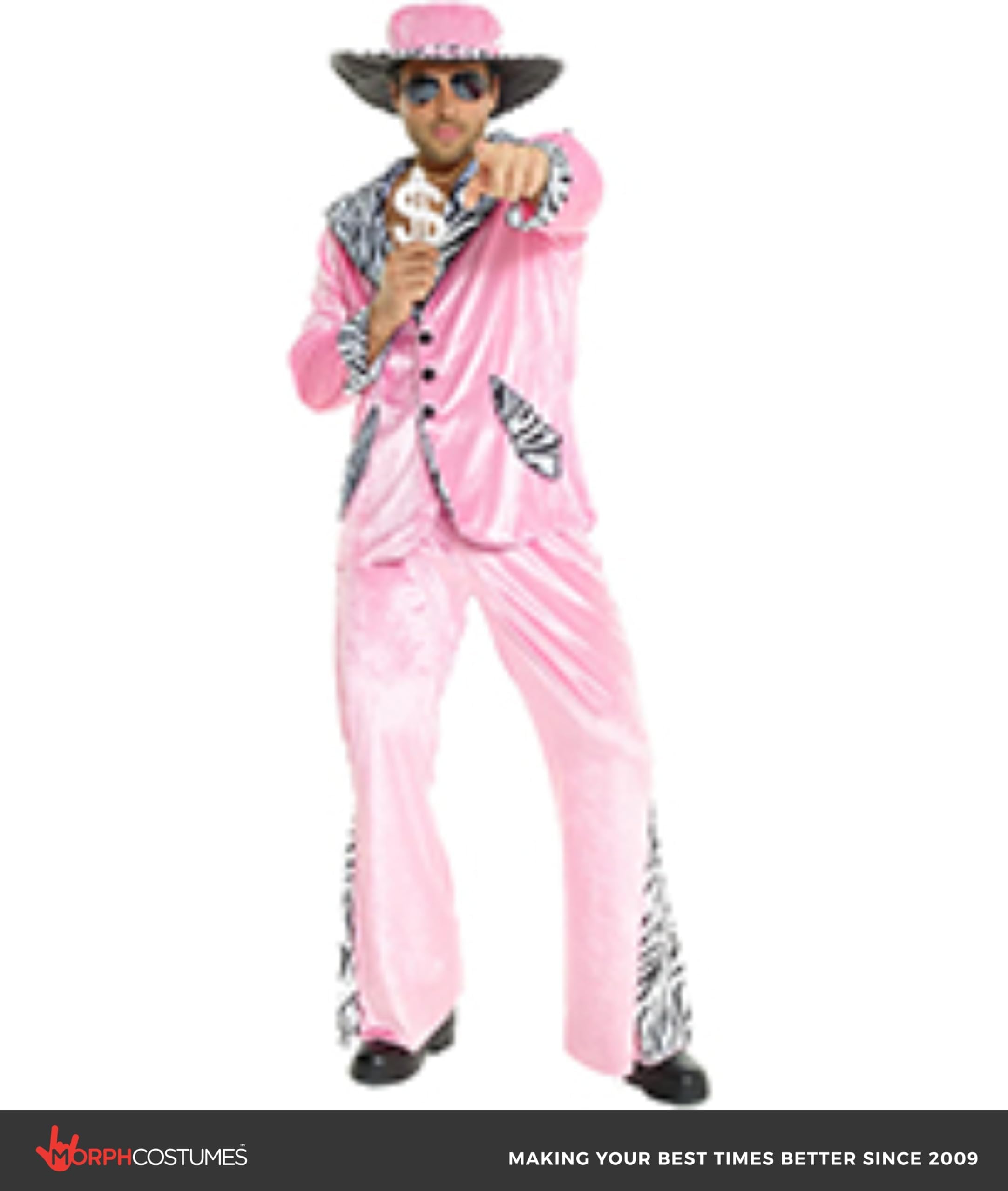Morph Pink Pimp Costume For Men, 70s Pimp Suit Costumes, Mens Pimp Costume - Image 3