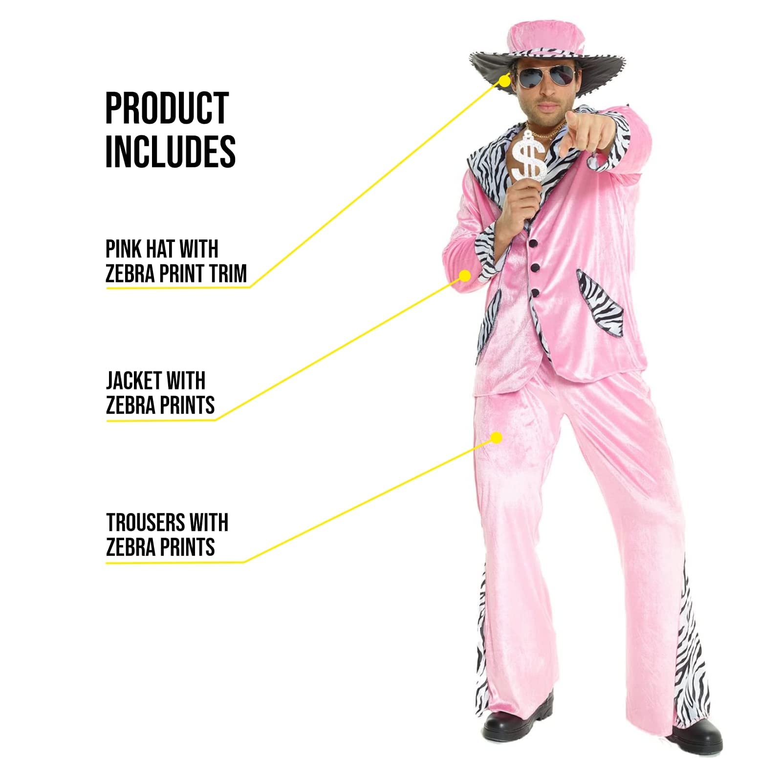 Morph Pink Pimp Costume For Men, 70s Pimp Suit Costumes, Mens Pimp Costume - Image 6
