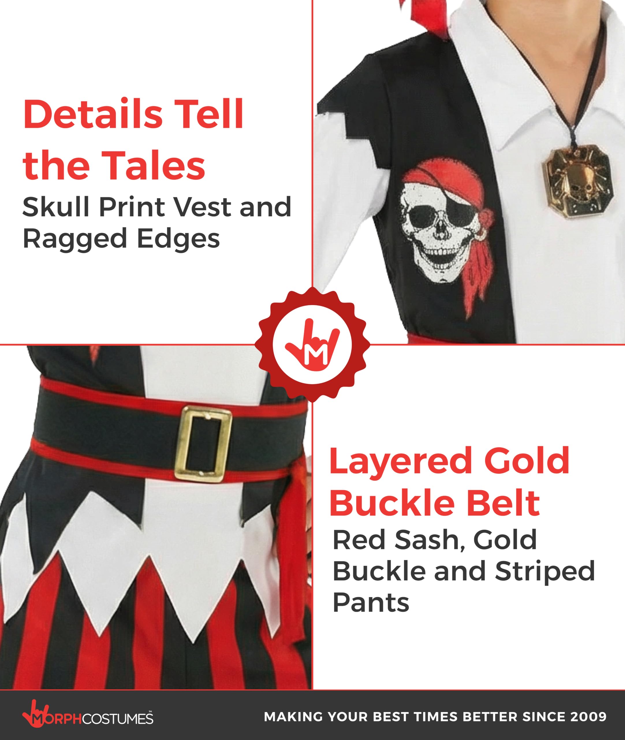 Morph Pirate Costume Boys, Black And White Pirate Costume Kids, Boys Halloween Costumes, Halloween Costumes For Kids, Small - Image 3