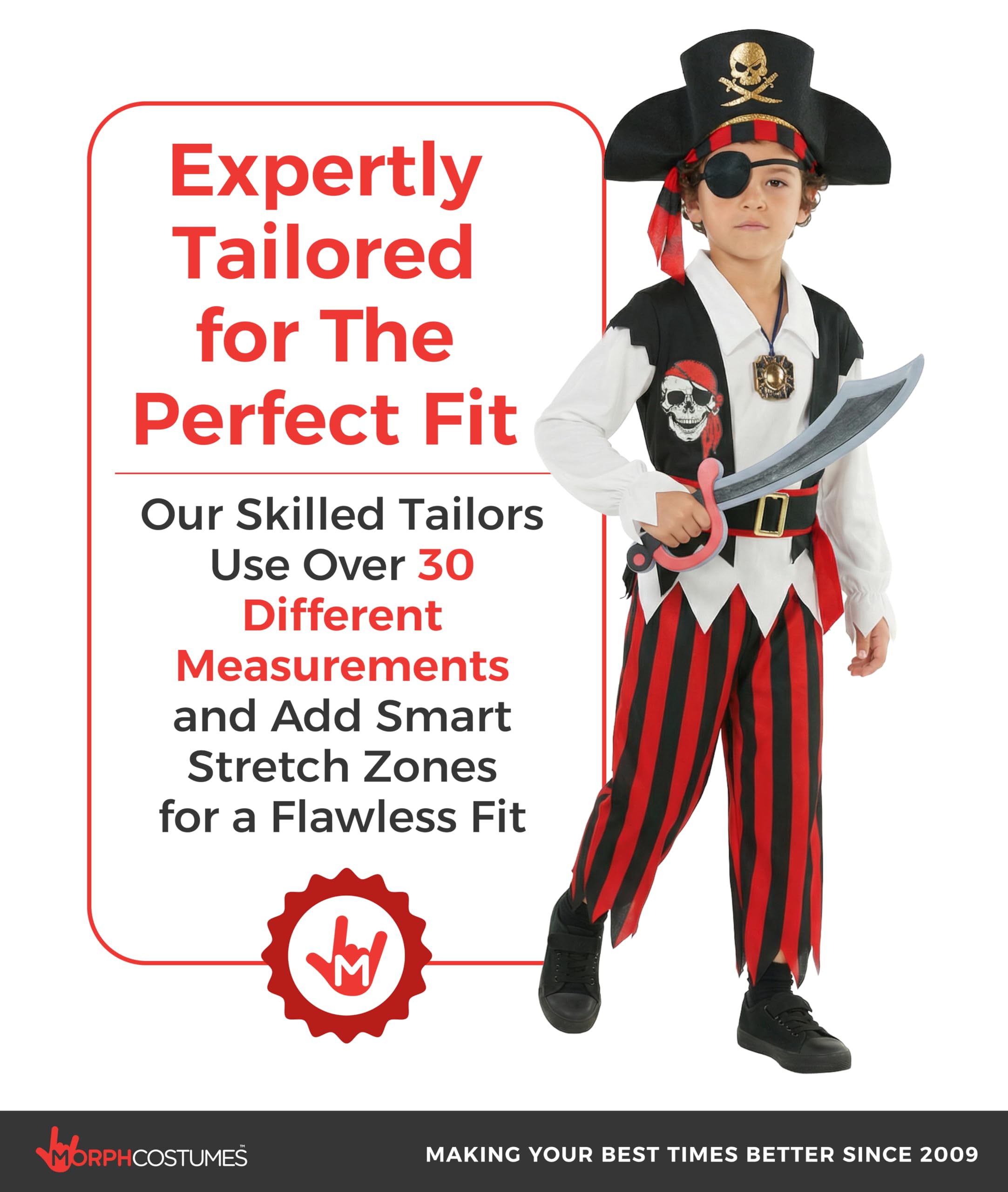 Morph Pirate Costume Boys, Black And White Pirate Costume Kids, Boys Halloween Costumes, Halloween Costumes For Kids, Small - Image 4
