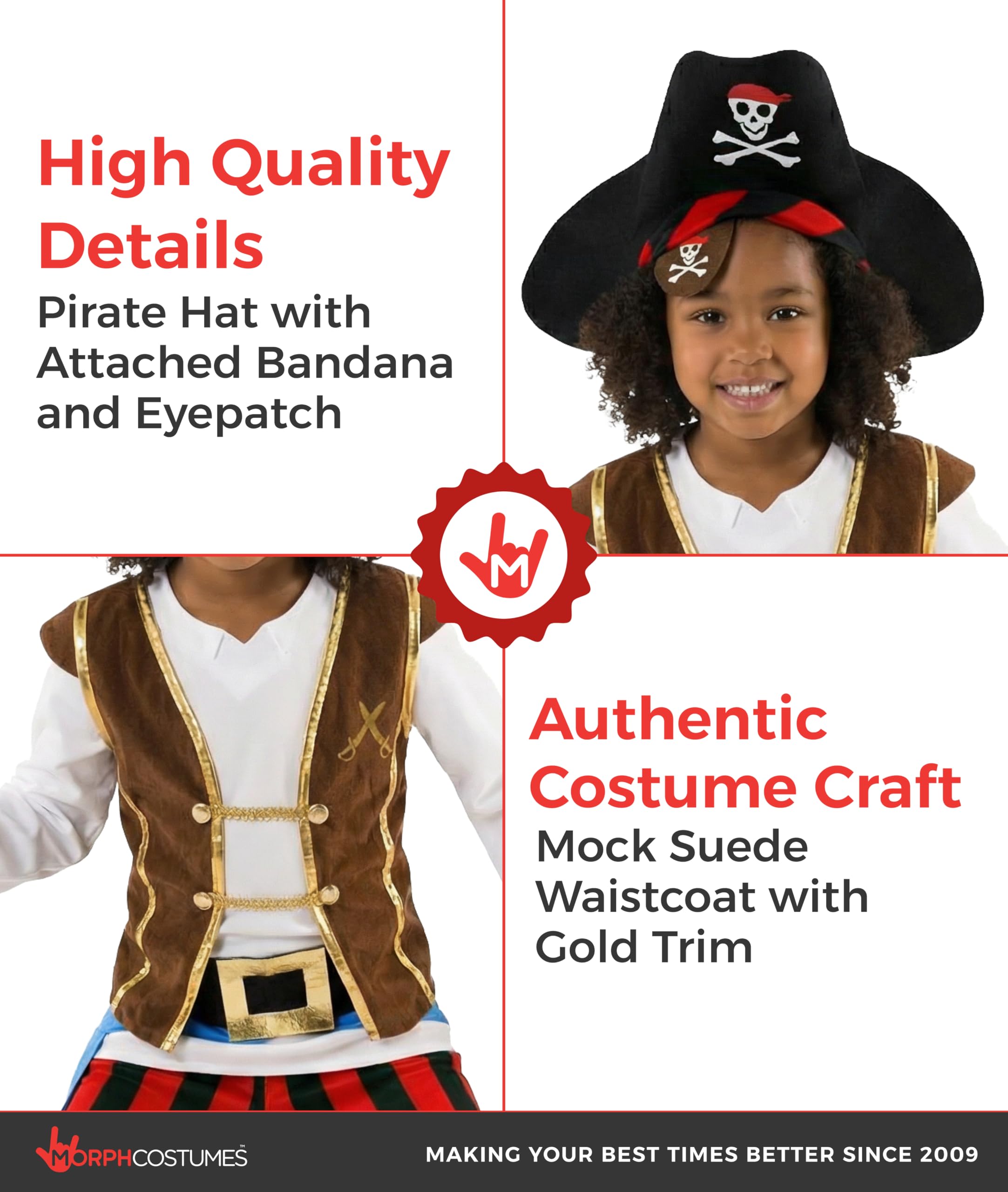 Morph Pirate Costume for Kids, Boys Pirate Costume, Toddler Boy Sea Captain Outfit, Toddlers Halloween Costume Kids - Image 3