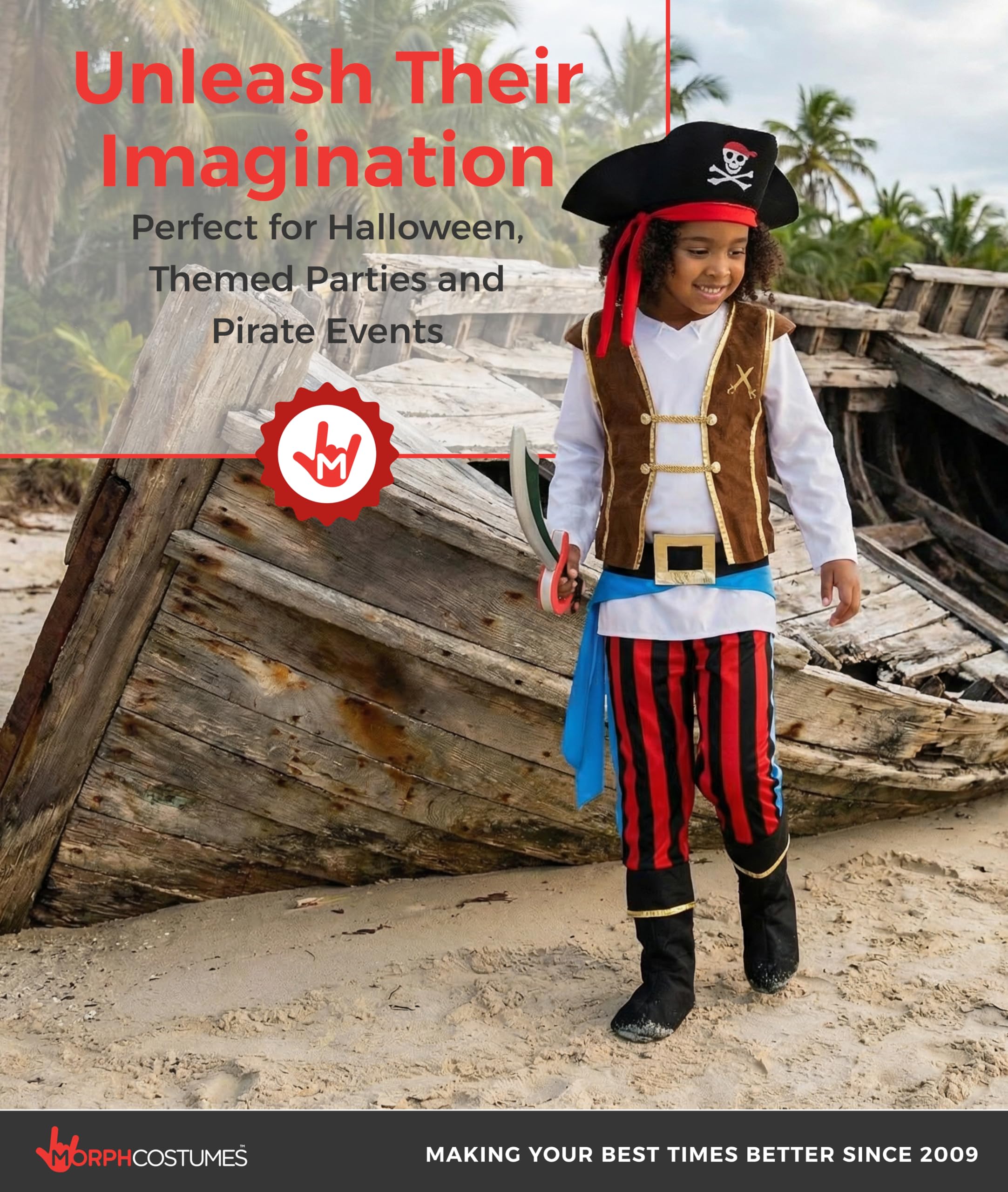 Morph Pirate Costume for Kids, Boys Pirate Costume, Toddler Boy Sea Captain Outfit, Toddlers Halloween Costume Kids - Image 5